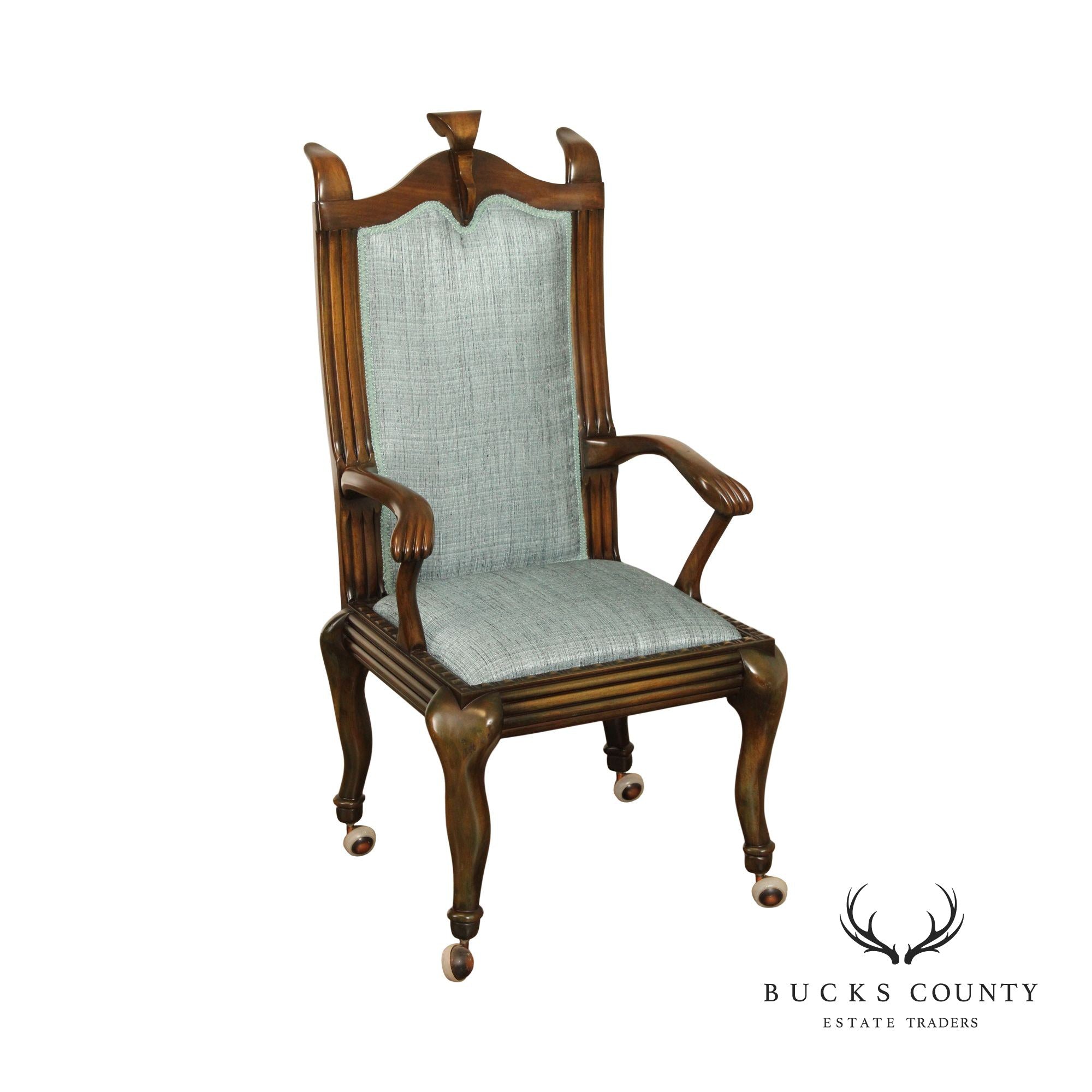 1930's Custom Sculpted Wood Executive Armchair