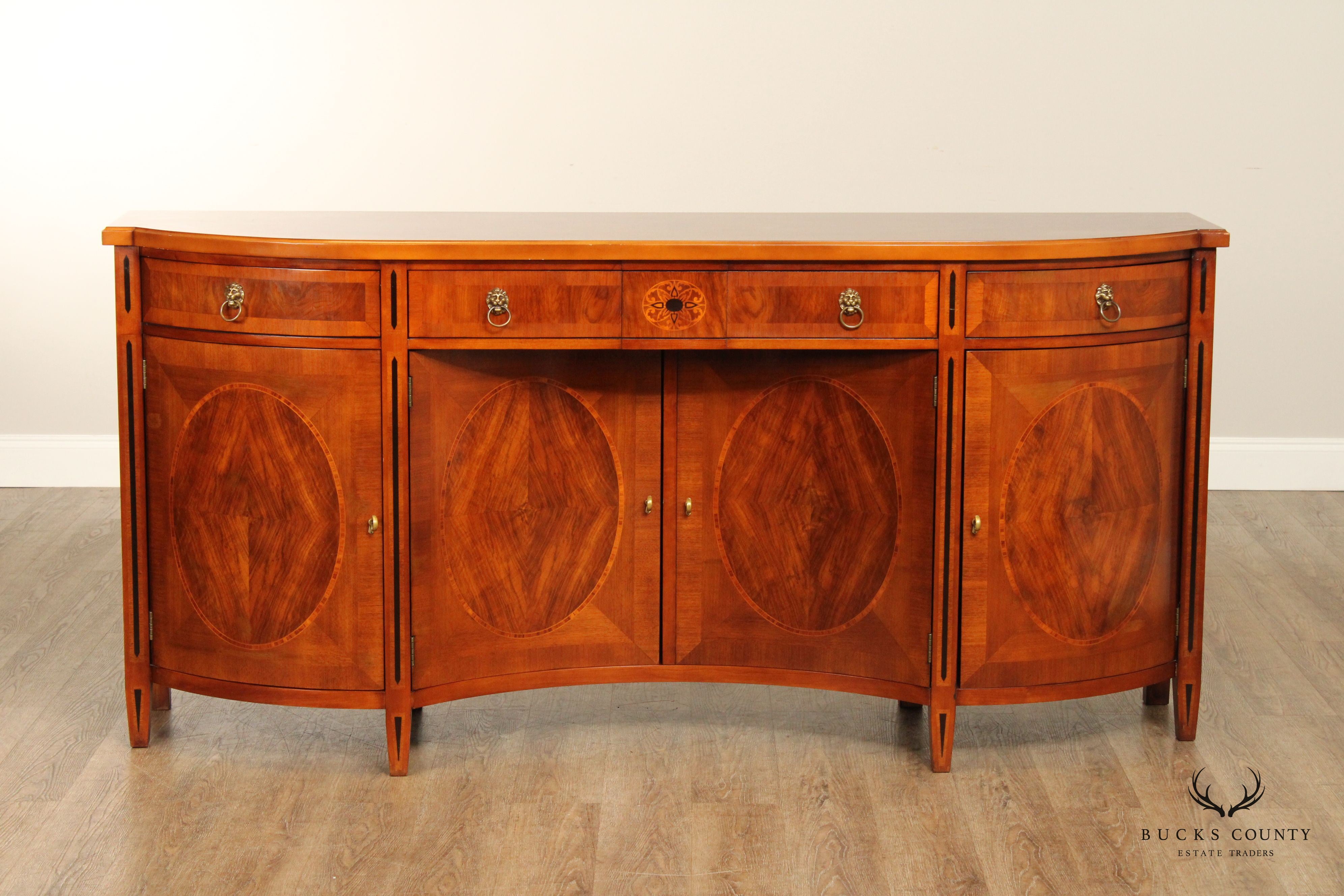 John Widdicomb Neoclassical Style Burled Walnut Credenza