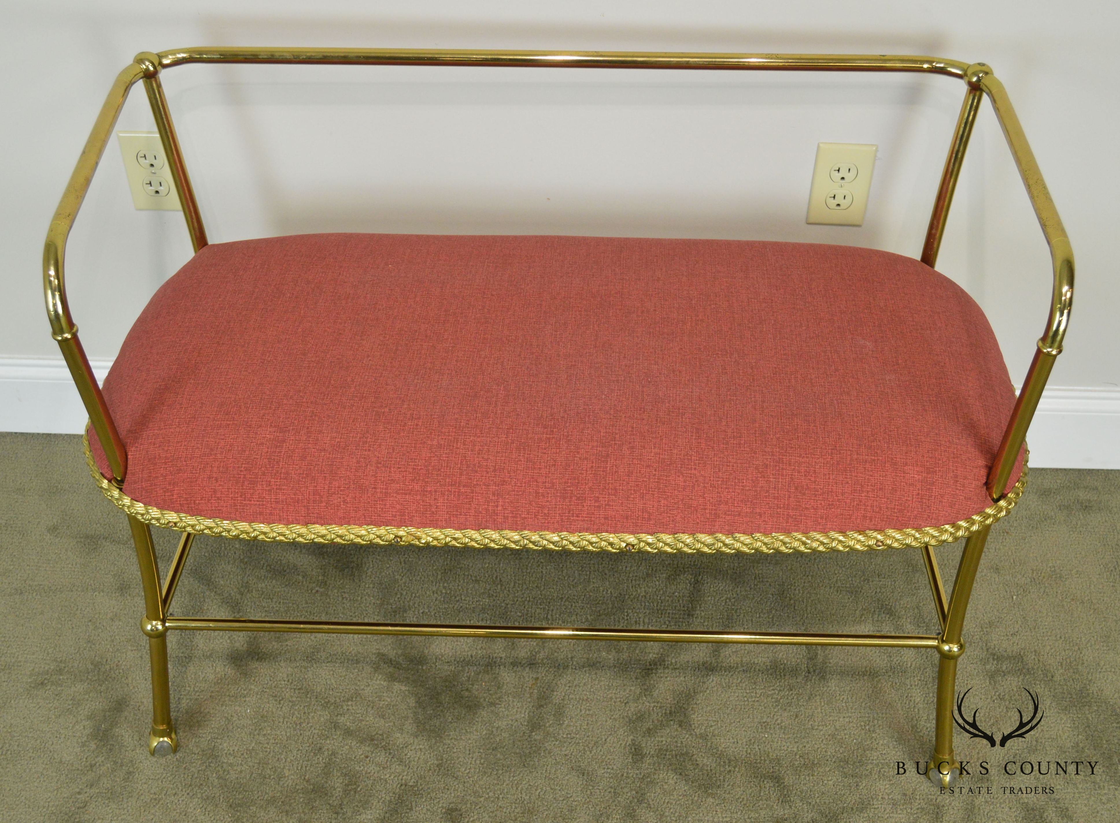 Hollywood Regency Vintage Italian Brass Settee