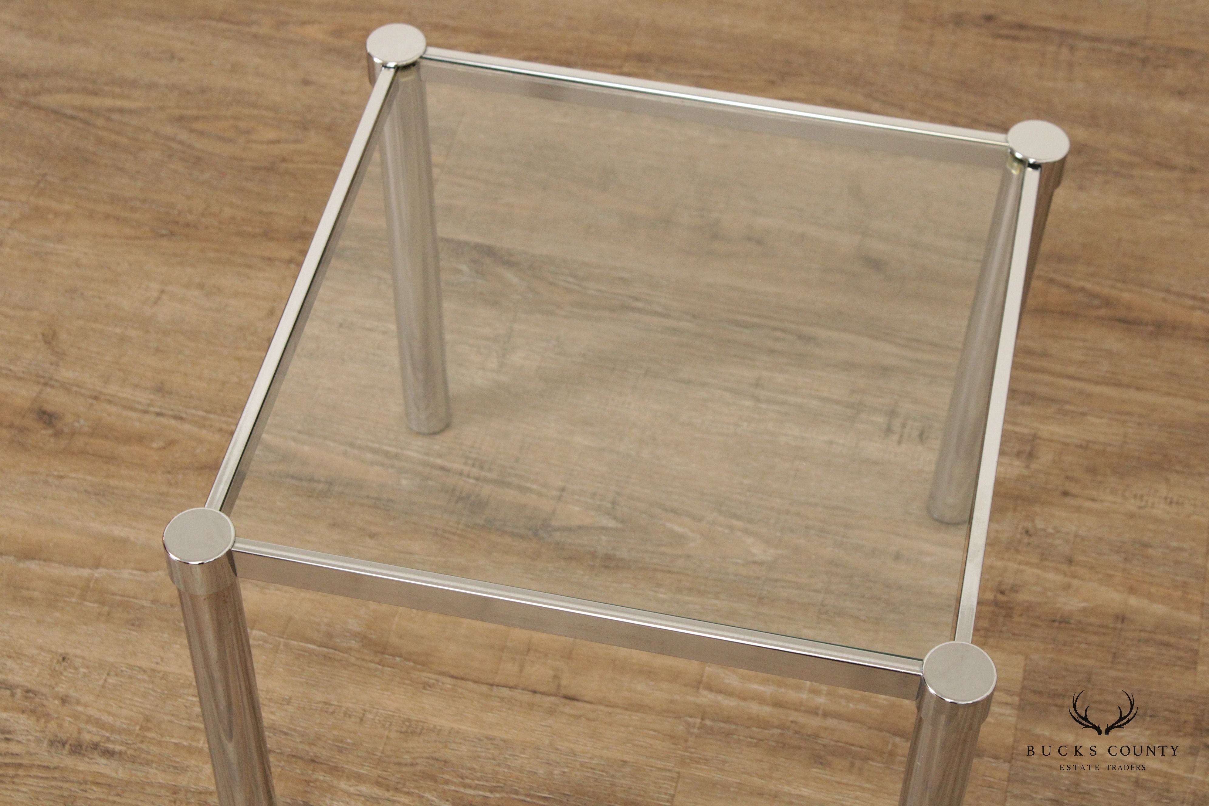 Post Modern Chrome and Glass Side Table