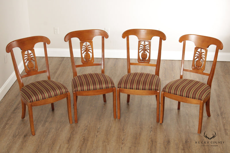 Ethan Allen 'Legacy' Set of Four Pineapple Carved Side Chairs