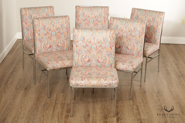 Hollywood Regency Style Set of Six Chrome Dining Chairs