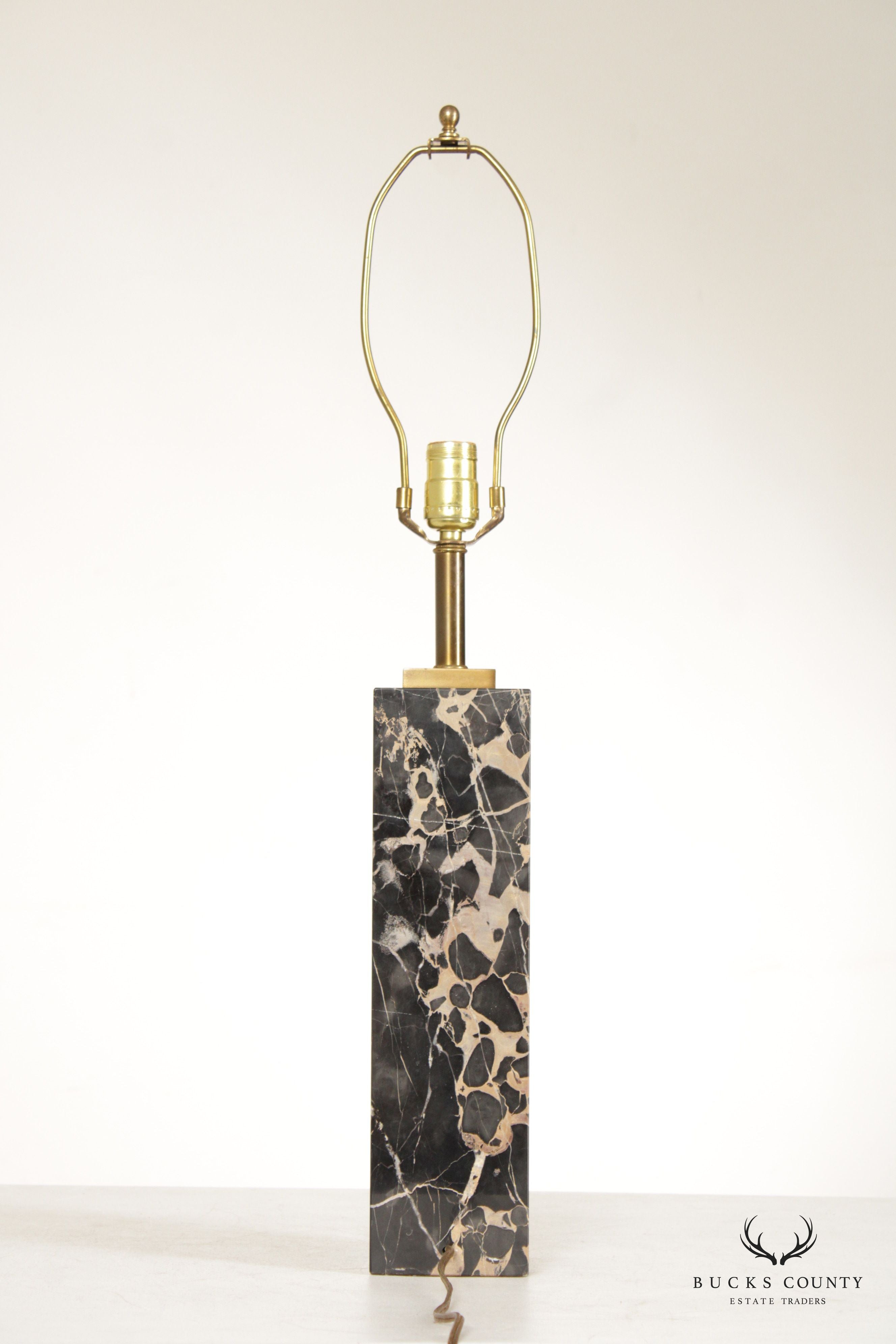 Robsjohn Gibbings Mid Century Modern Black Marble Table Lamp