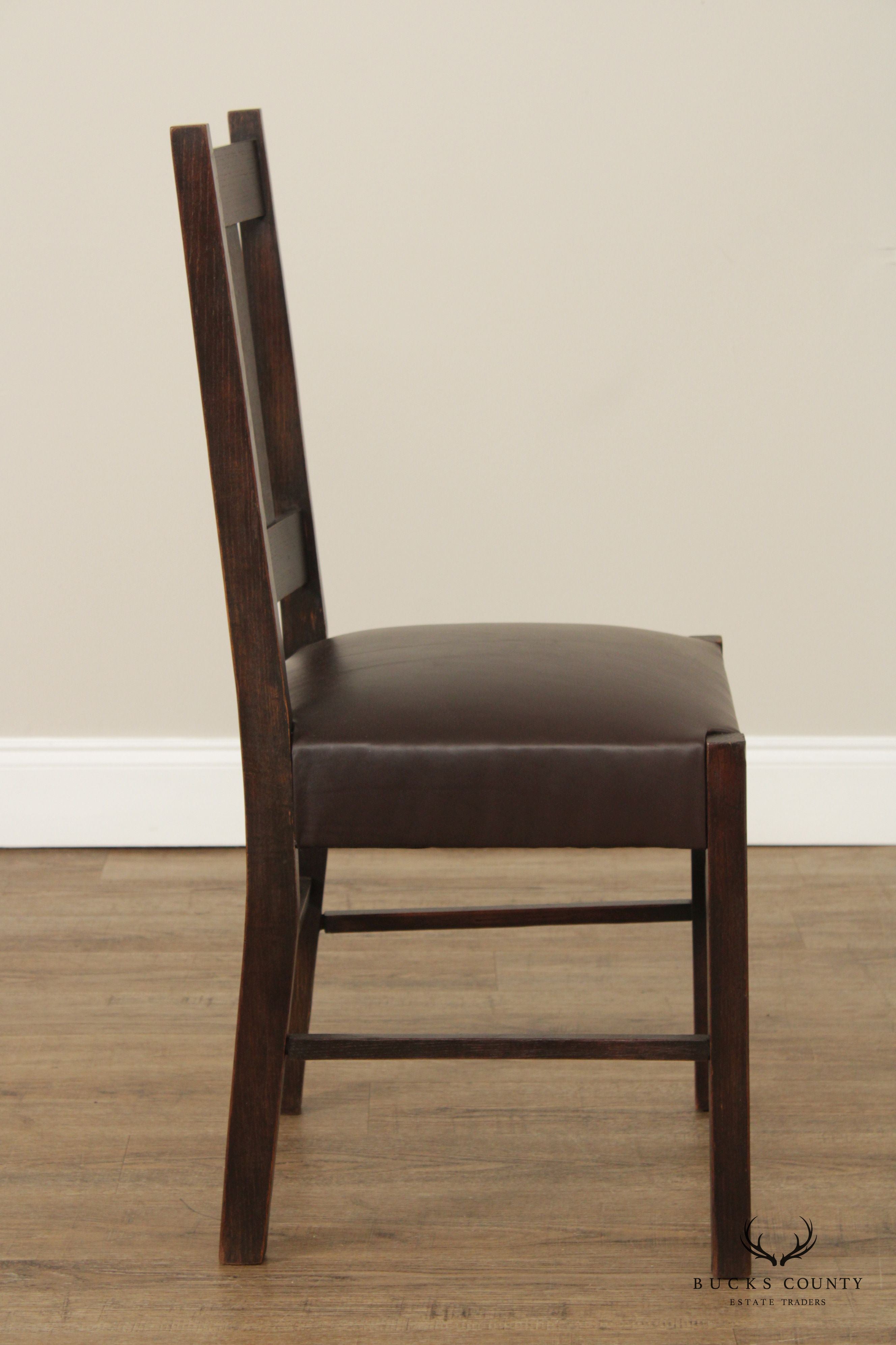 Antique Mission Oak Leather Side Chair