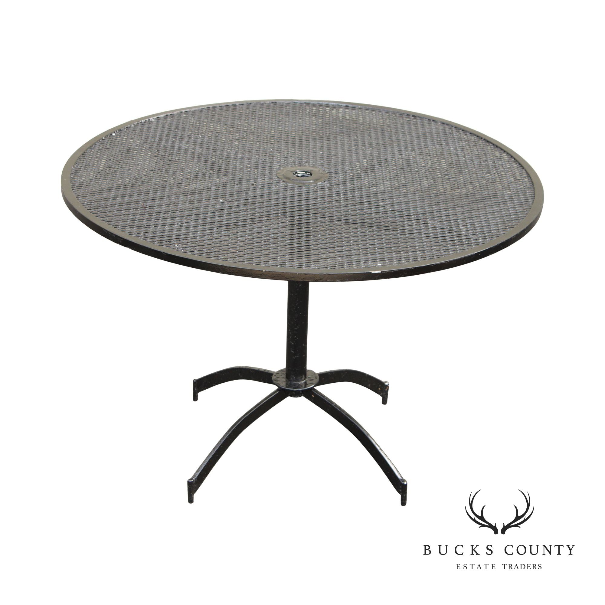 Salterini Mid Century Modern Wrought Iron Round Outdoor Dining Table