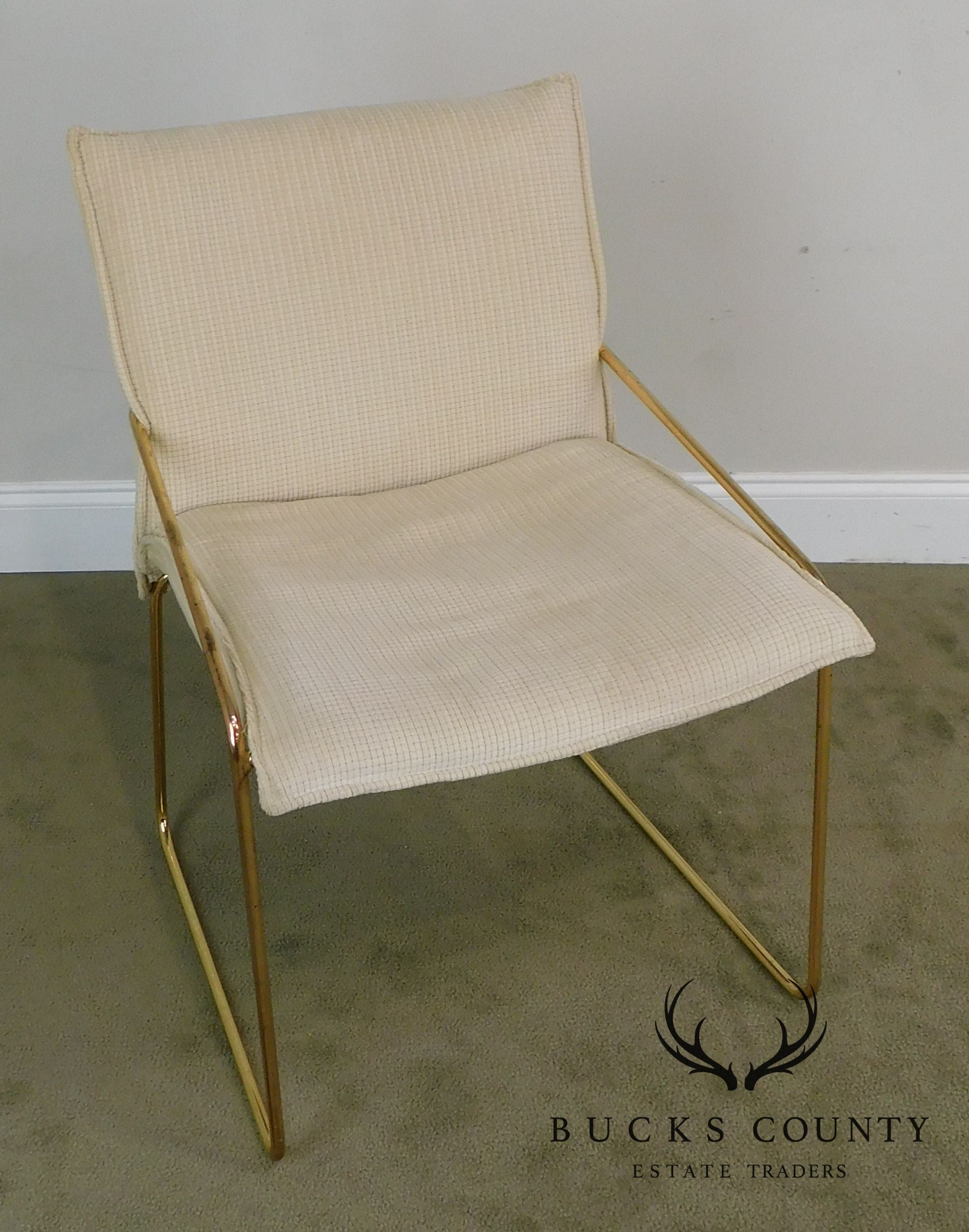 Otto Gerdau Italian Mid Century Modern Pair Brass Armchairs