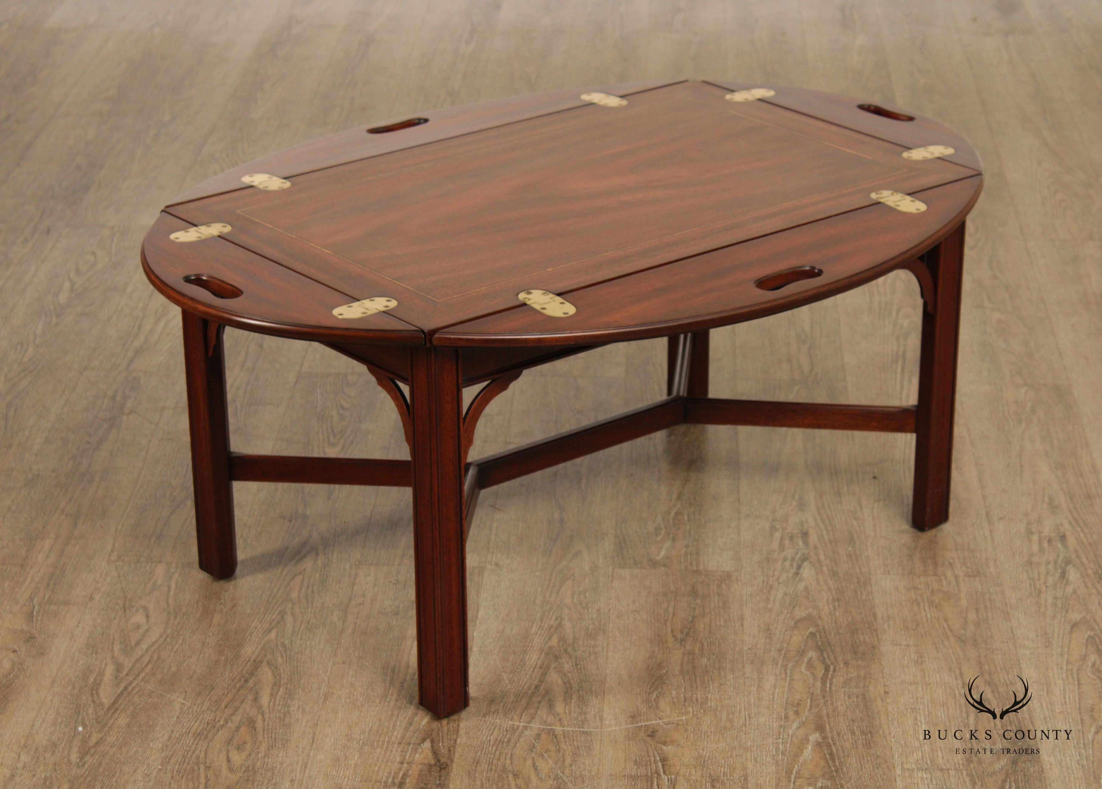 Henkel Harris Chippendale Style Mahogany Butler's Tray Coffee Table