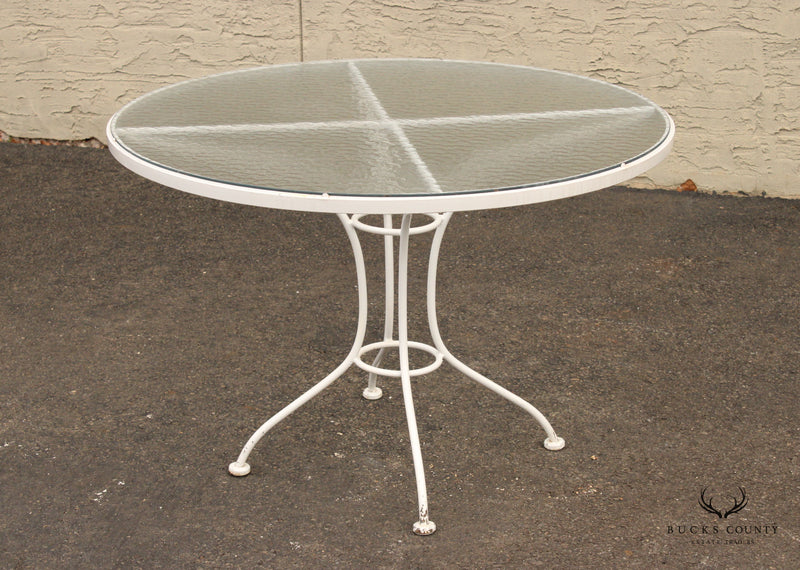 Vintage Wrought Iron and Glass Round Patio Dining Table
