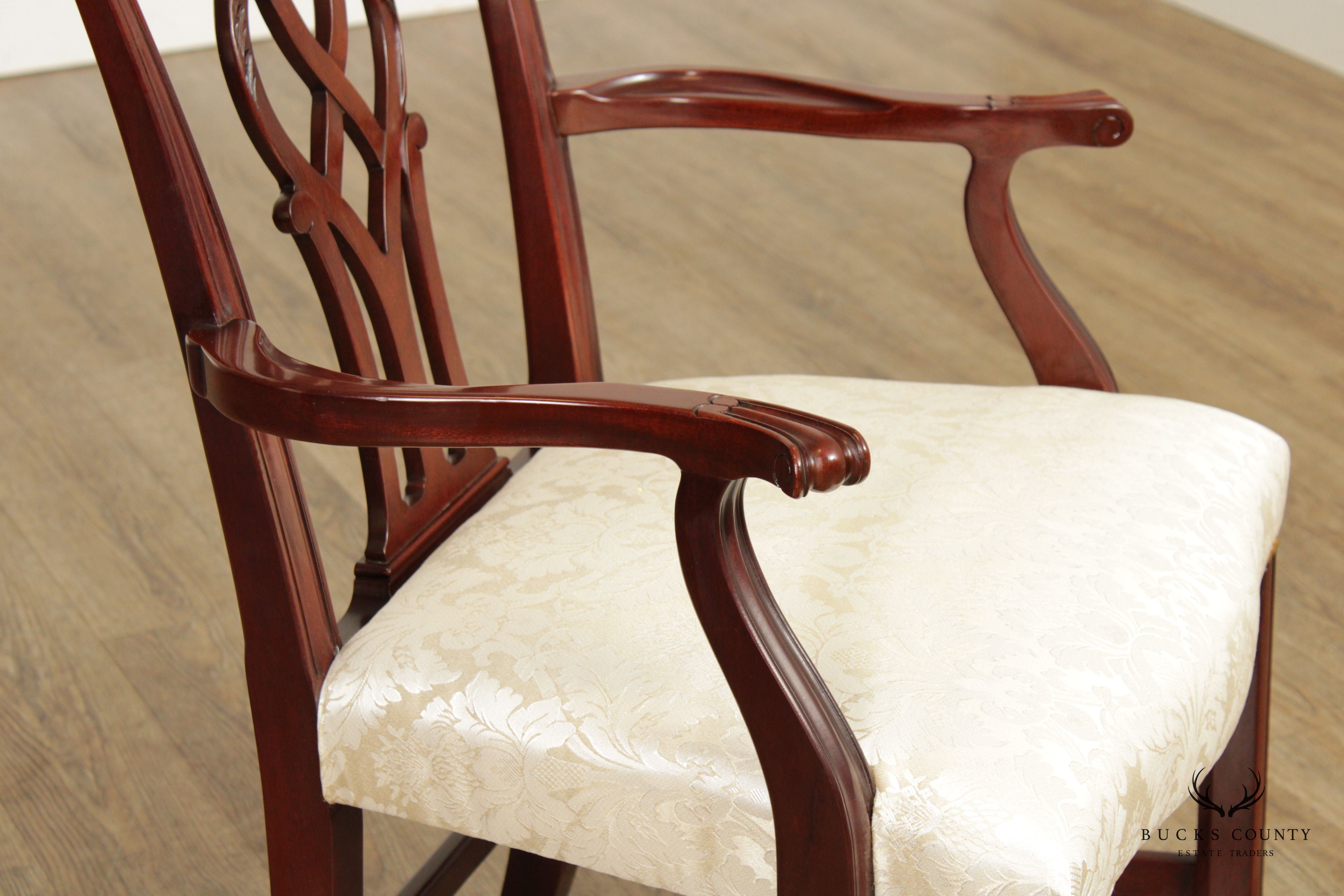 Kindel Chippendale Style Pair Mahogany Armchairs