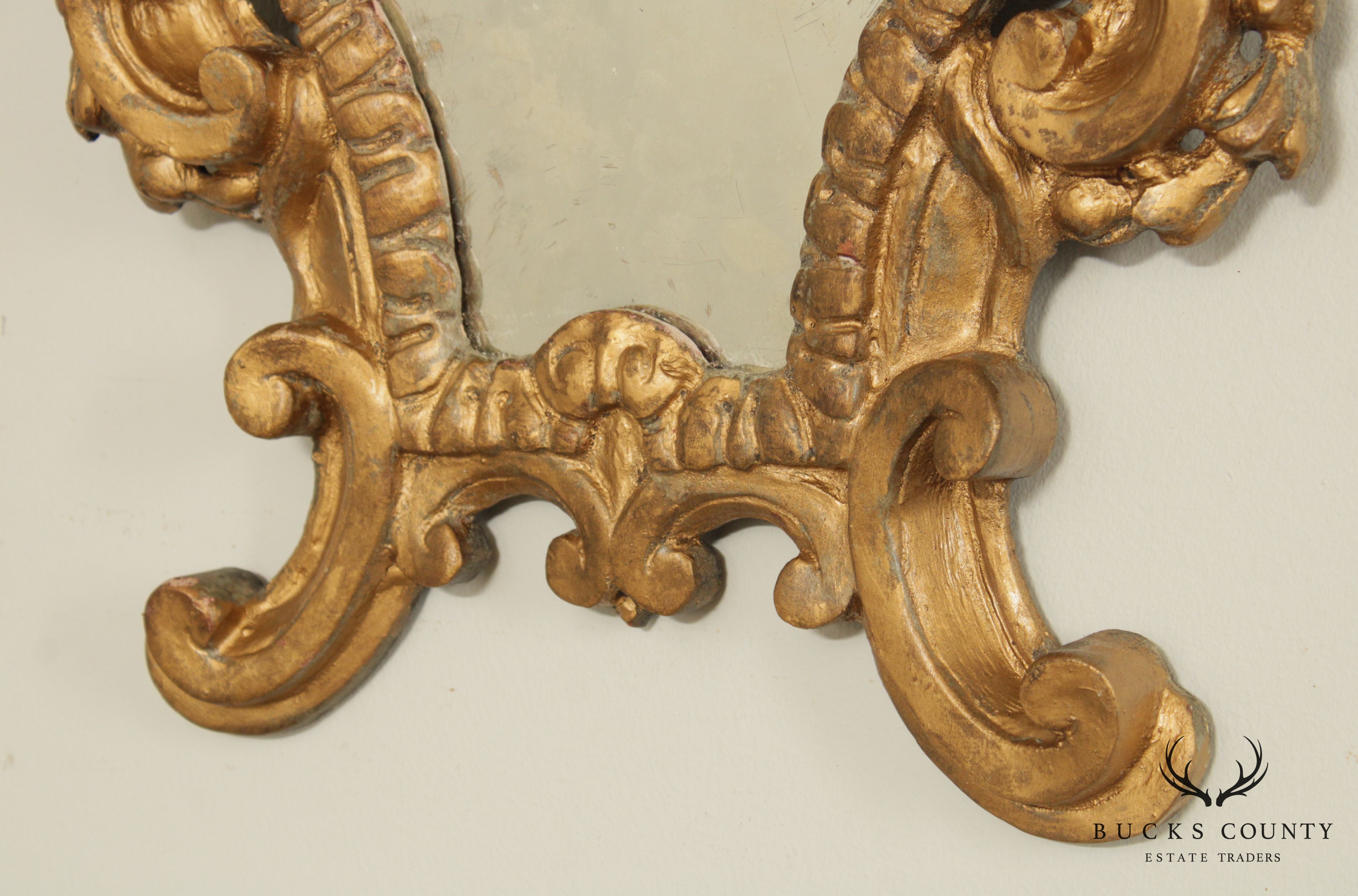 Italian Renaissance Style Carved Giltwood Pair Wall Mirrors