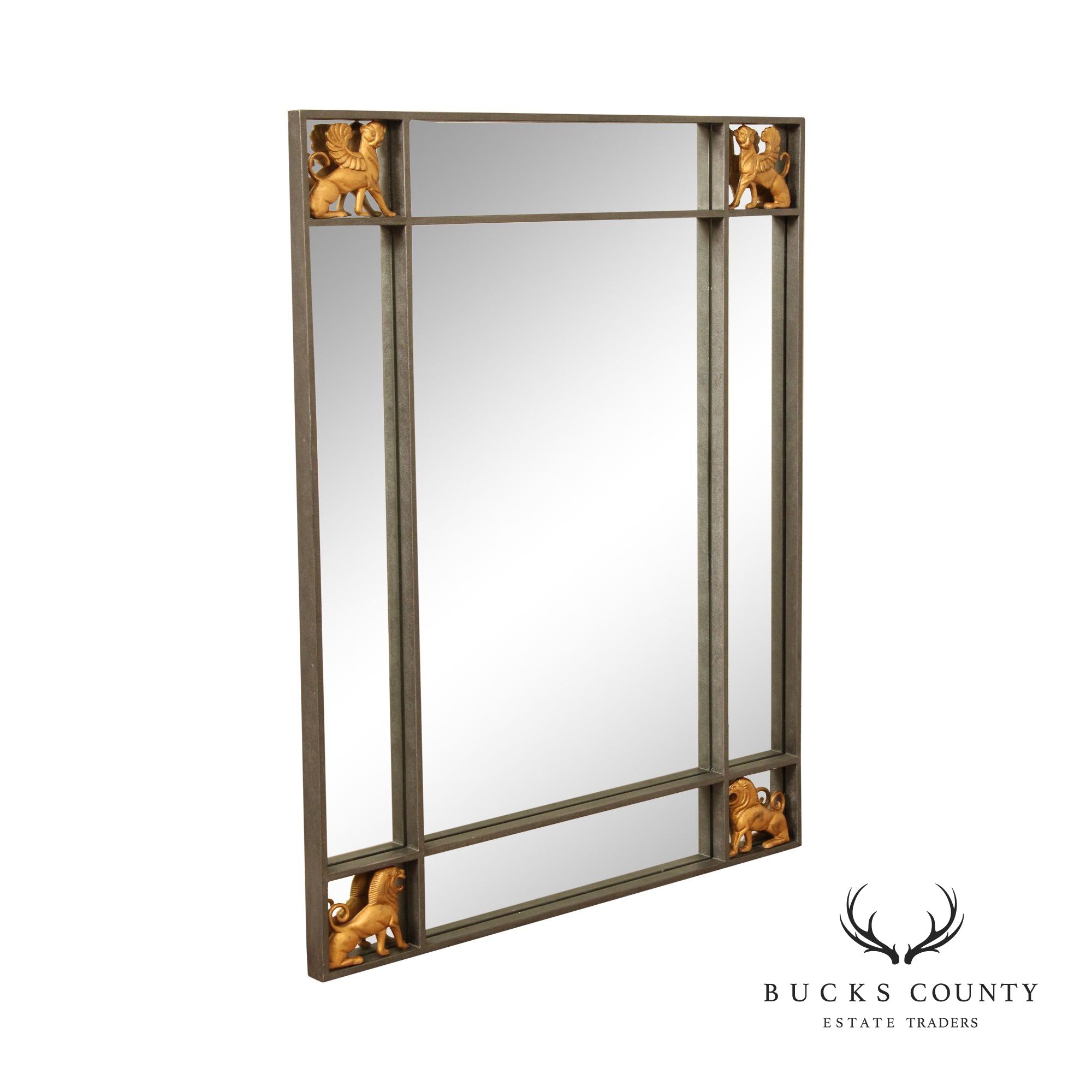 Neoclassical Revival Style Steel Frame Wall Mirror