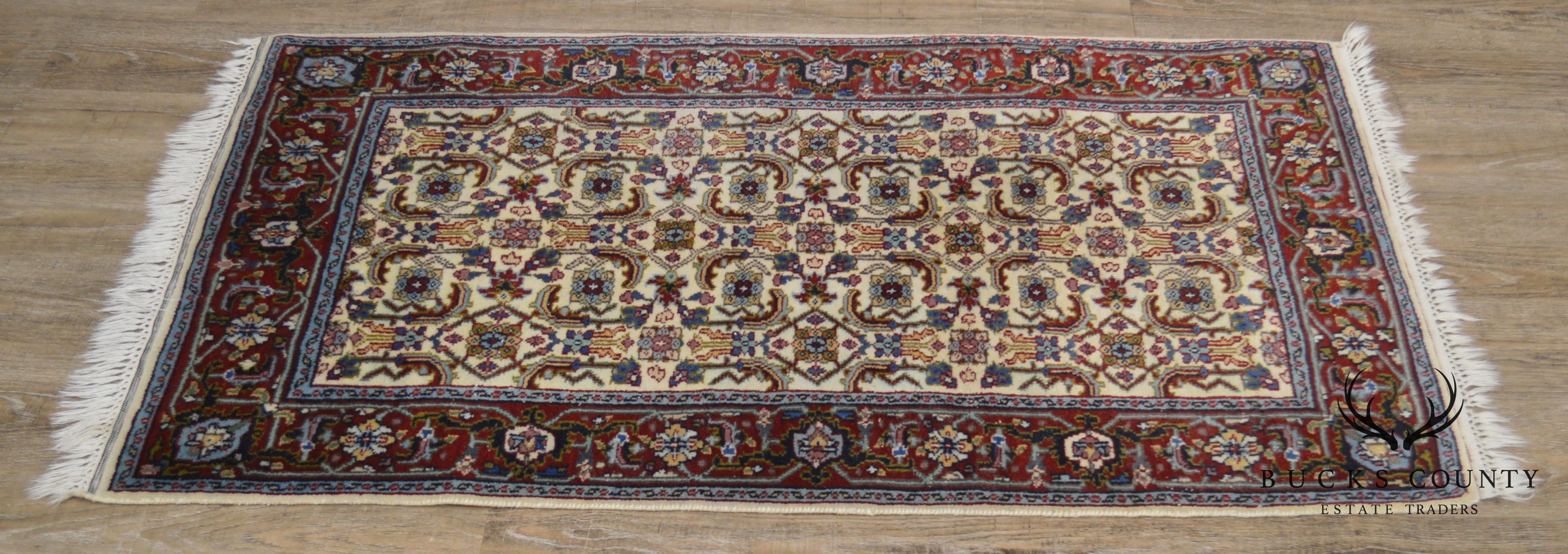 Hand Tied Red, Blue and Tan Area Throw Rug