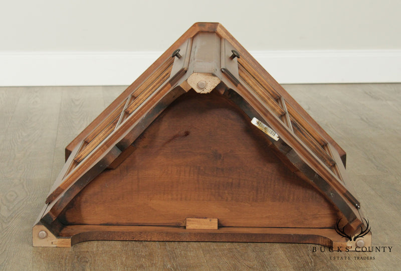 Quality Maple Triangular Vitrine, Curio Cabinet Side Table