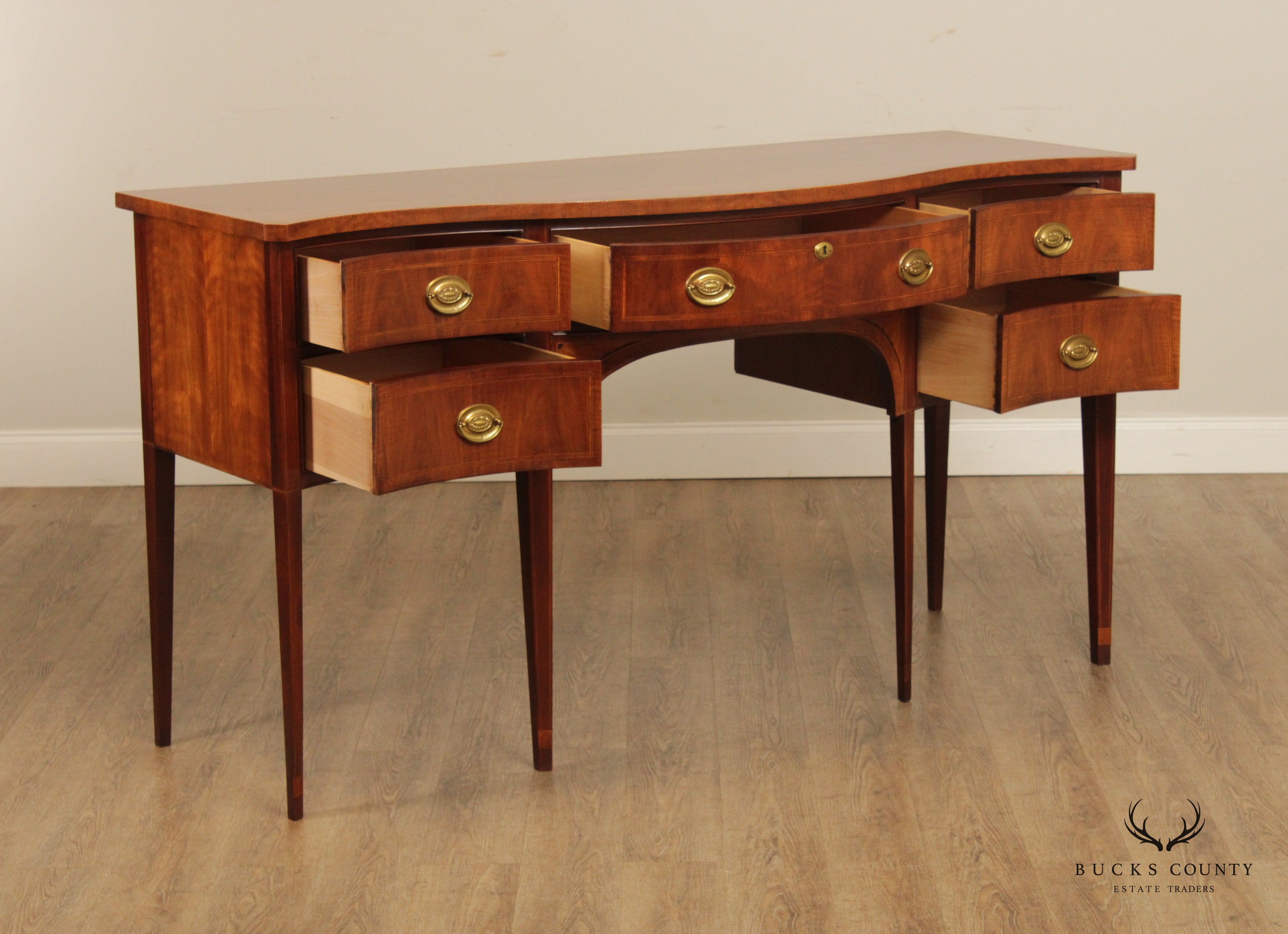 Hepplewhite Style Walnut Serpentine Sideboard by White Furniture