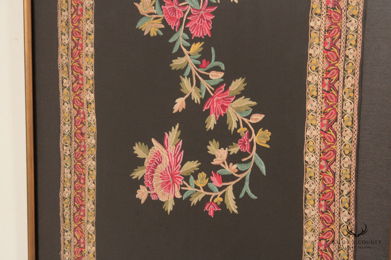Indian Style Hand Embroidered Crewel Framed Textile