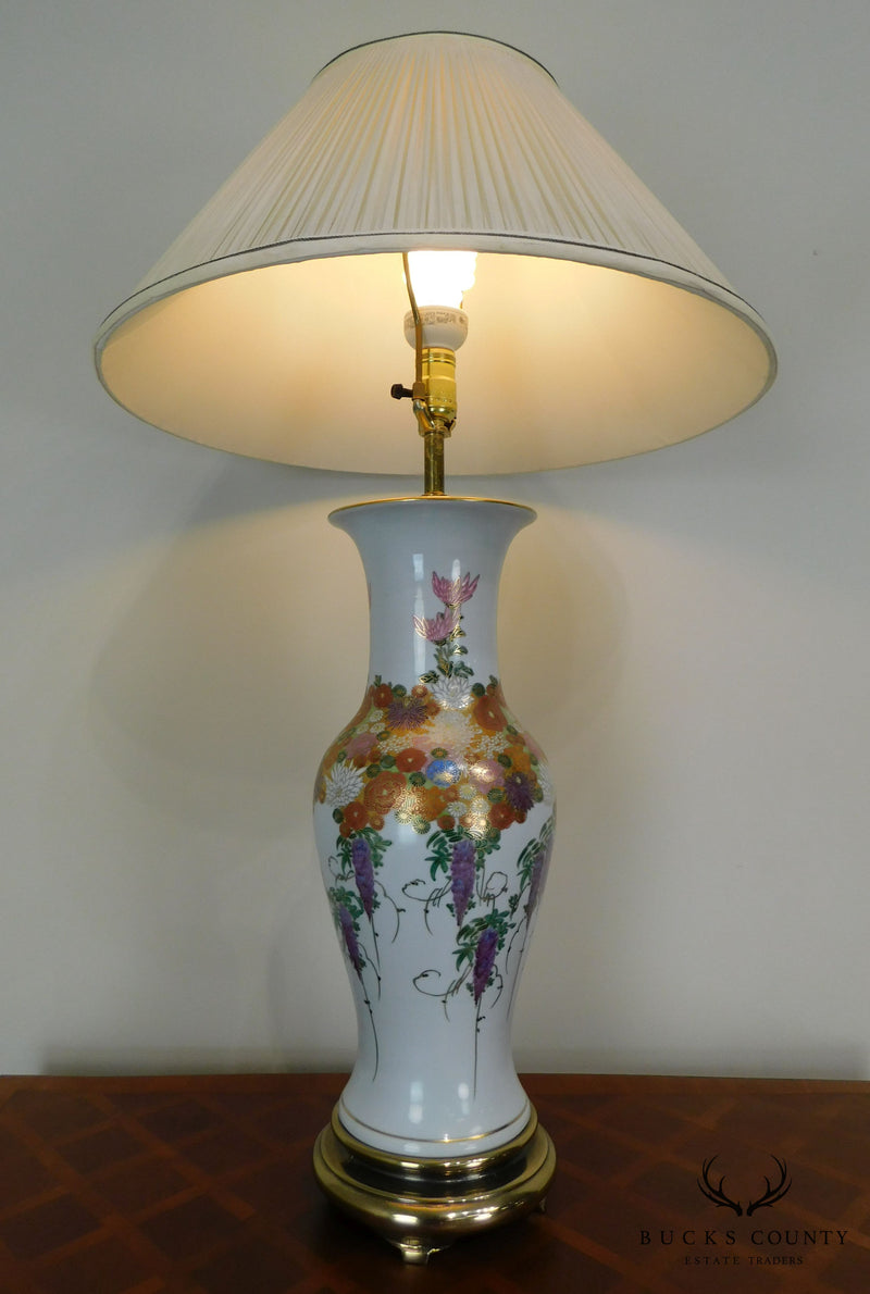 Quality Asian Style Floral Porcelain Table Lamp