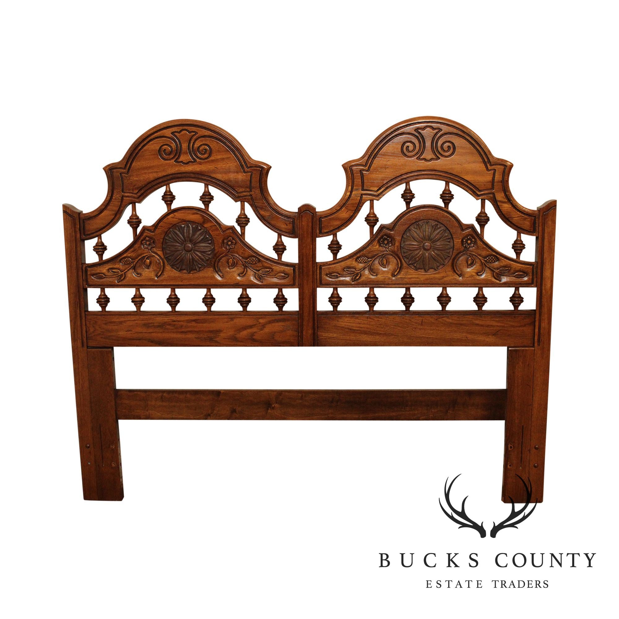 Thomasville French Country Style Vintage Oak Full or Queen Headboard