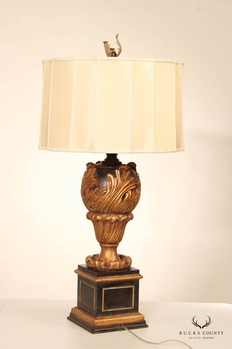 John-Richard Neoclassical Style Pair of Carved Giltwood Table Lamps