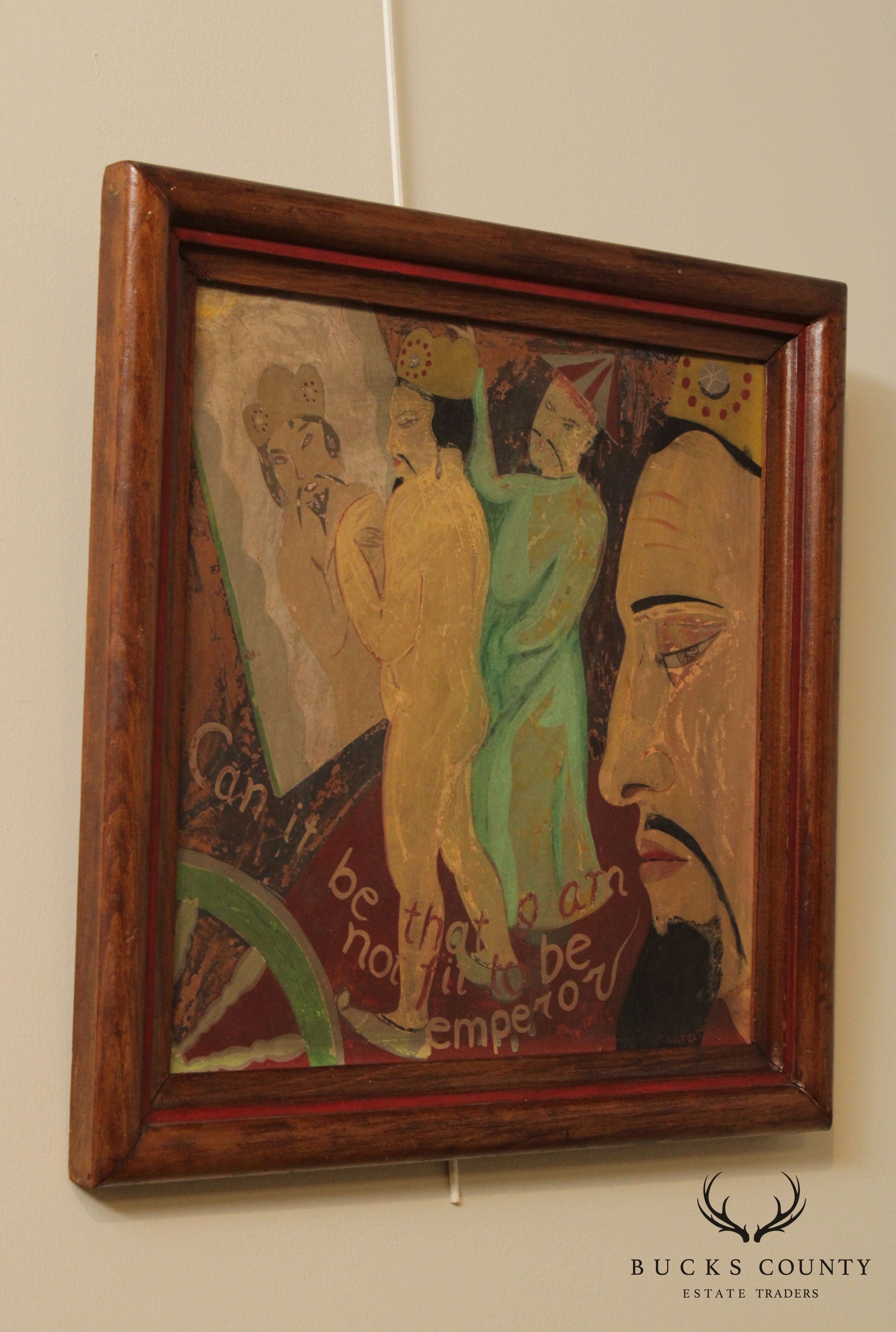 F. Natelson 1920's Signed Painting 'Can It be that I am Not Fit to be Emperor'