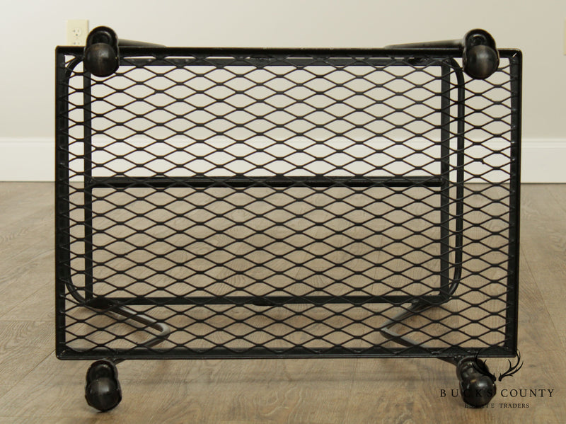 Mid-Century Modern Wrought Iron Tile Top Serving Cart, Trolly