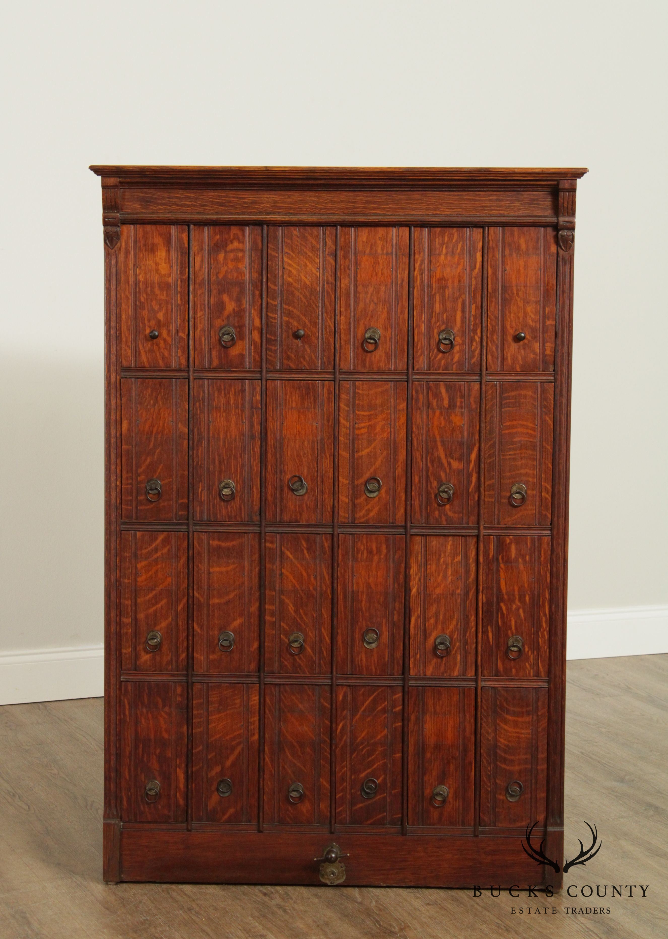 Lang Antique Oak 24 Drawer Document File Cabinet