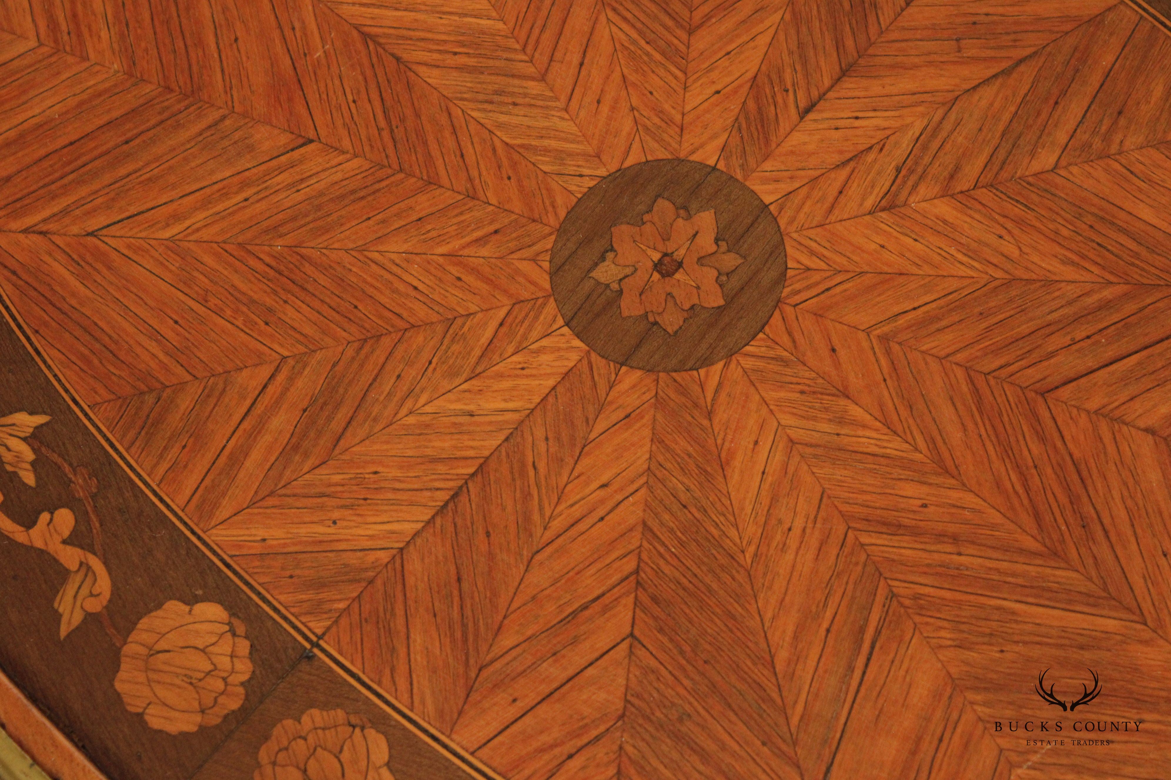 French Louis XV Marquetry Inlaid Cocktail Table