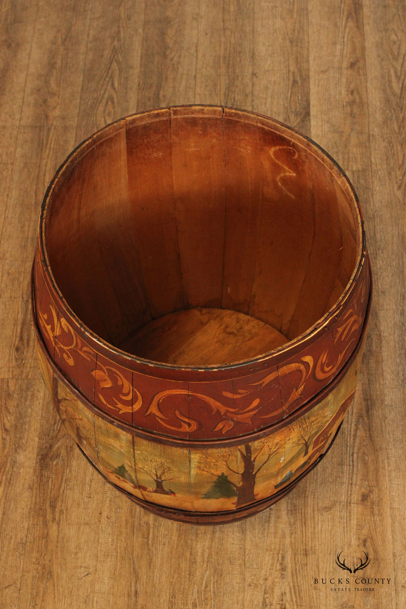 S. Nolan Folk Art Hand Painted Barrel