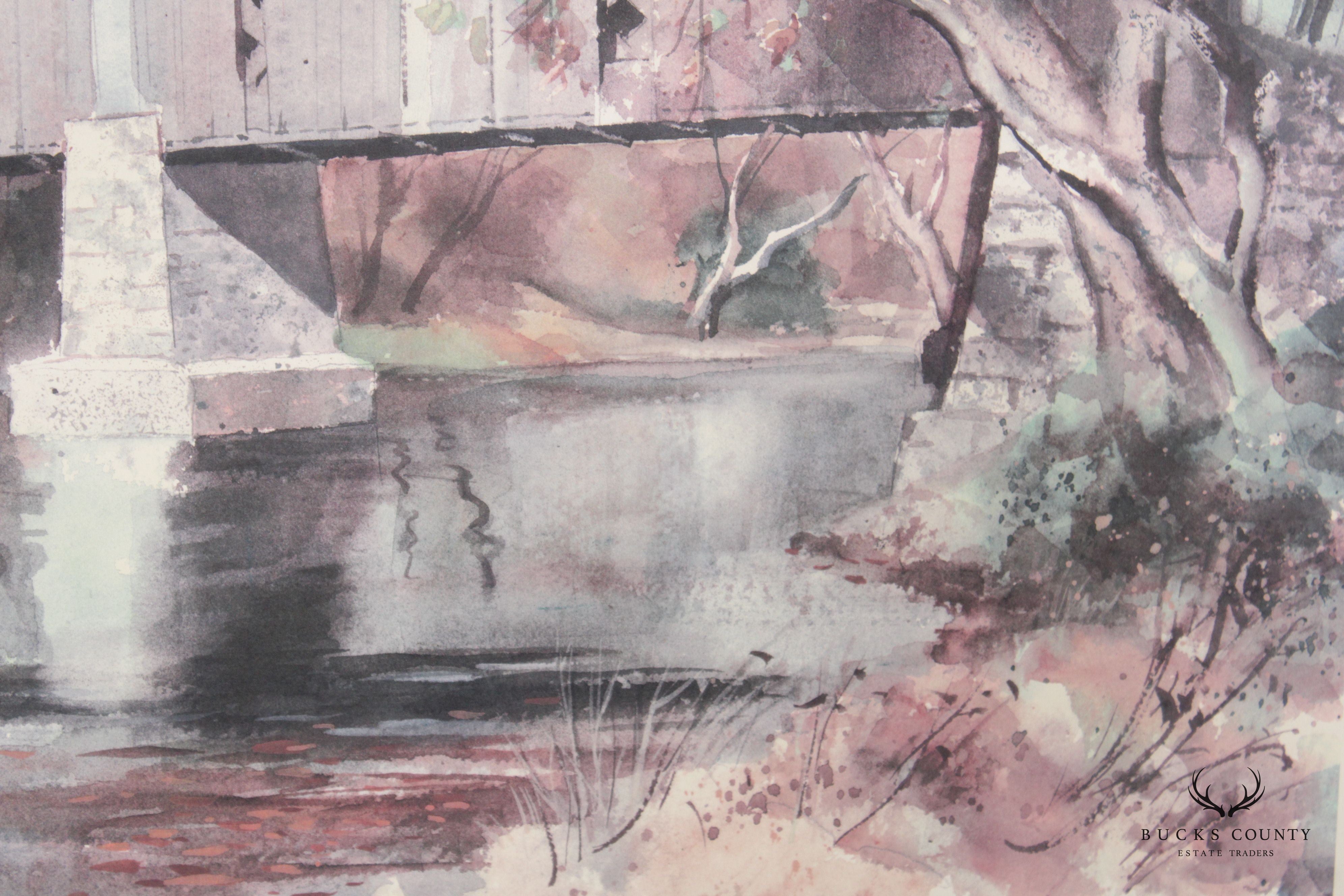 Ranulph Bye Bucks County Covered Bridge Watercolor Print