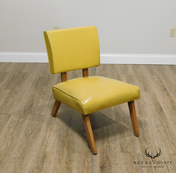 Mid Century Modern 1950 Yellow Vinyl Viking Artline Slipper Chair