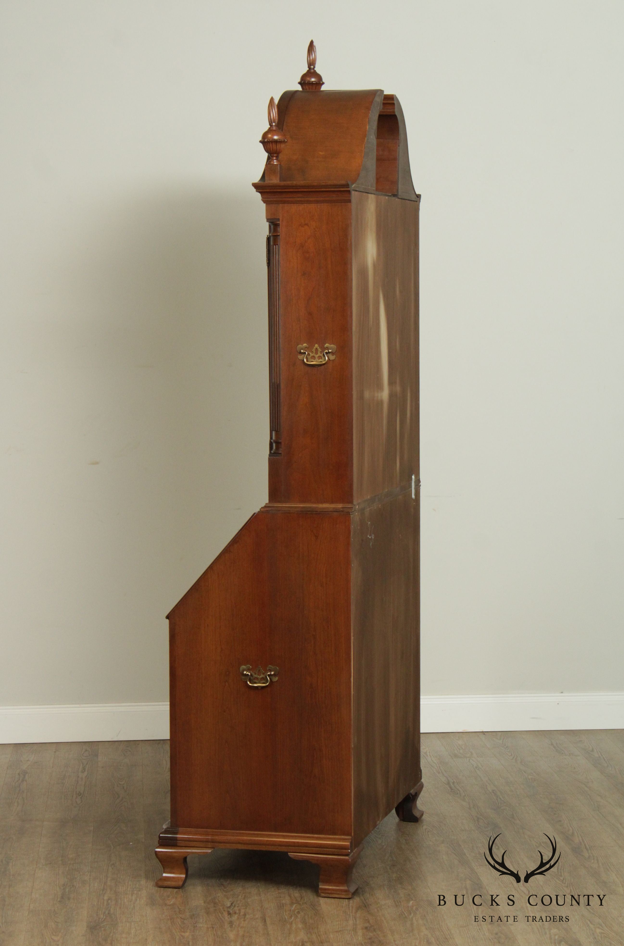 Maddox Chippendale Style Cherry Clock Front Secretary Desk