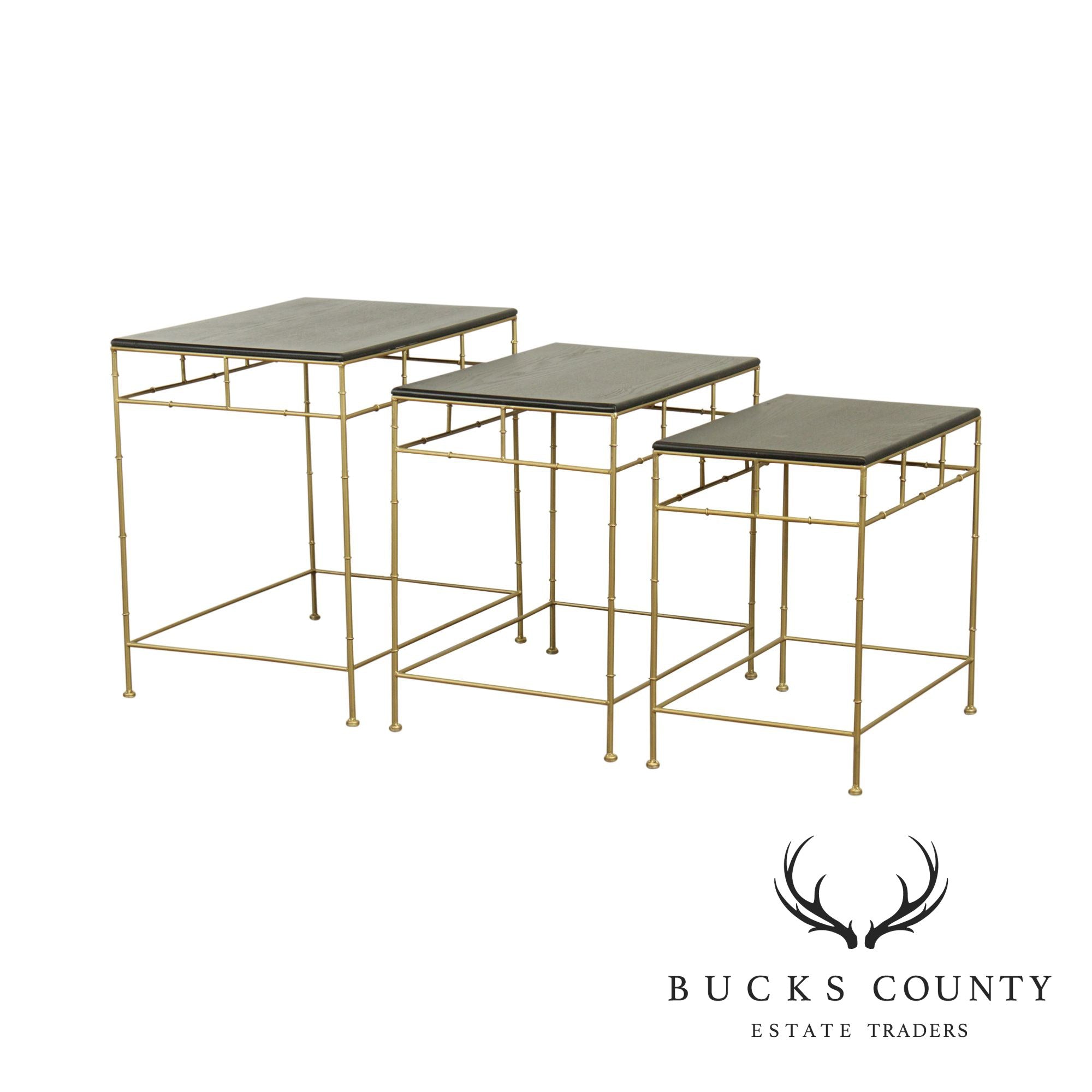 Black and Gold Faux Bamboo Iron Nesting Tables