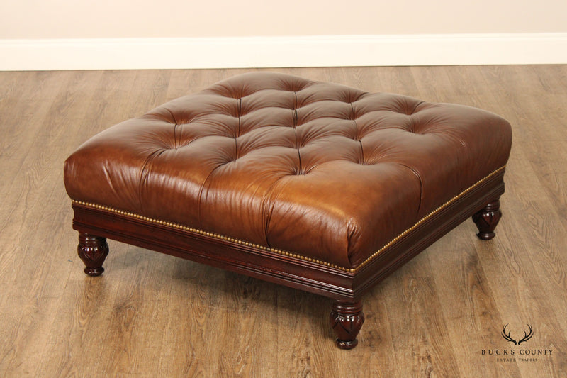 Hancock & Moore Tufted Brown Leather Ottoman