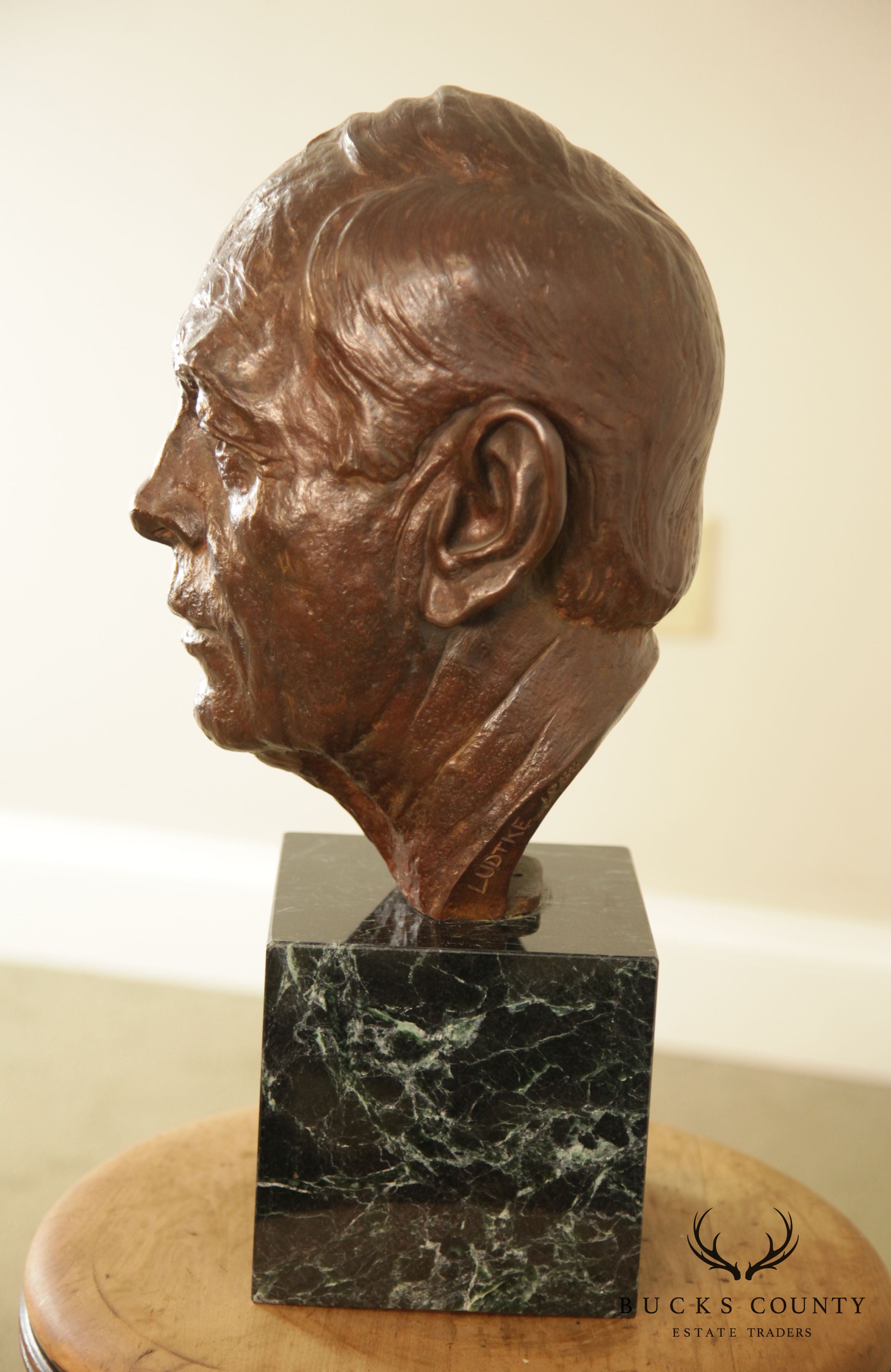 Lawrence Ludtke 1980s Bronze Male Bust