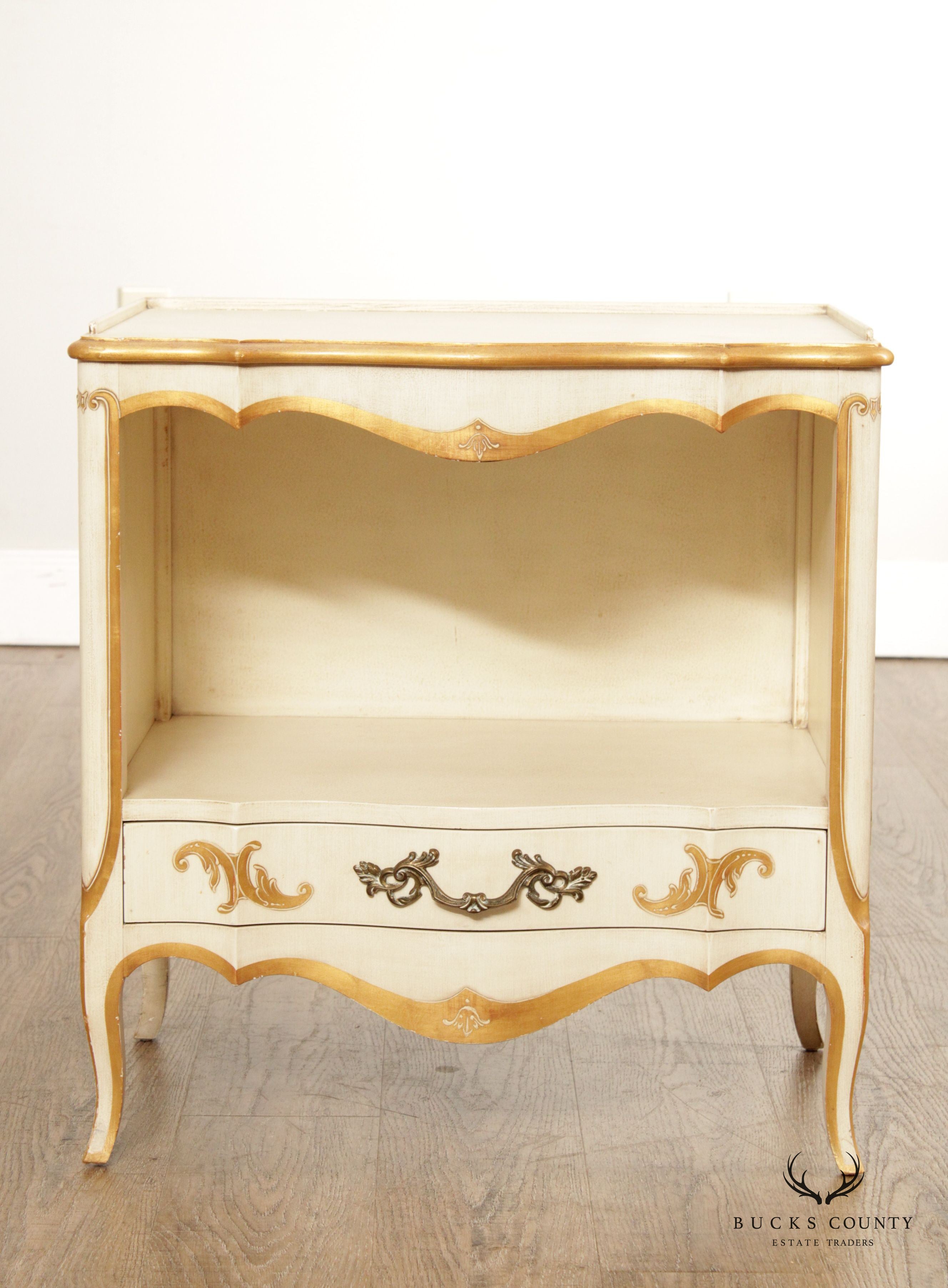 John Widdicomb French Provincial Style Pair of Open Nightstands