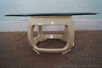 Drexel Heritage Asian Inspired Lacquered Base Glass Top Coffee Table