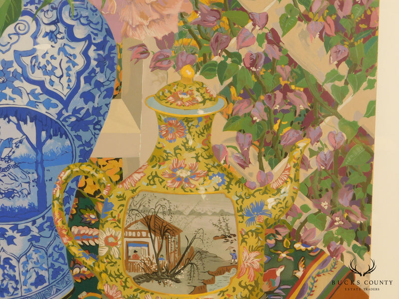 John Powell "Peonies" Original Serigraph Still Life Flowers & Porcelain