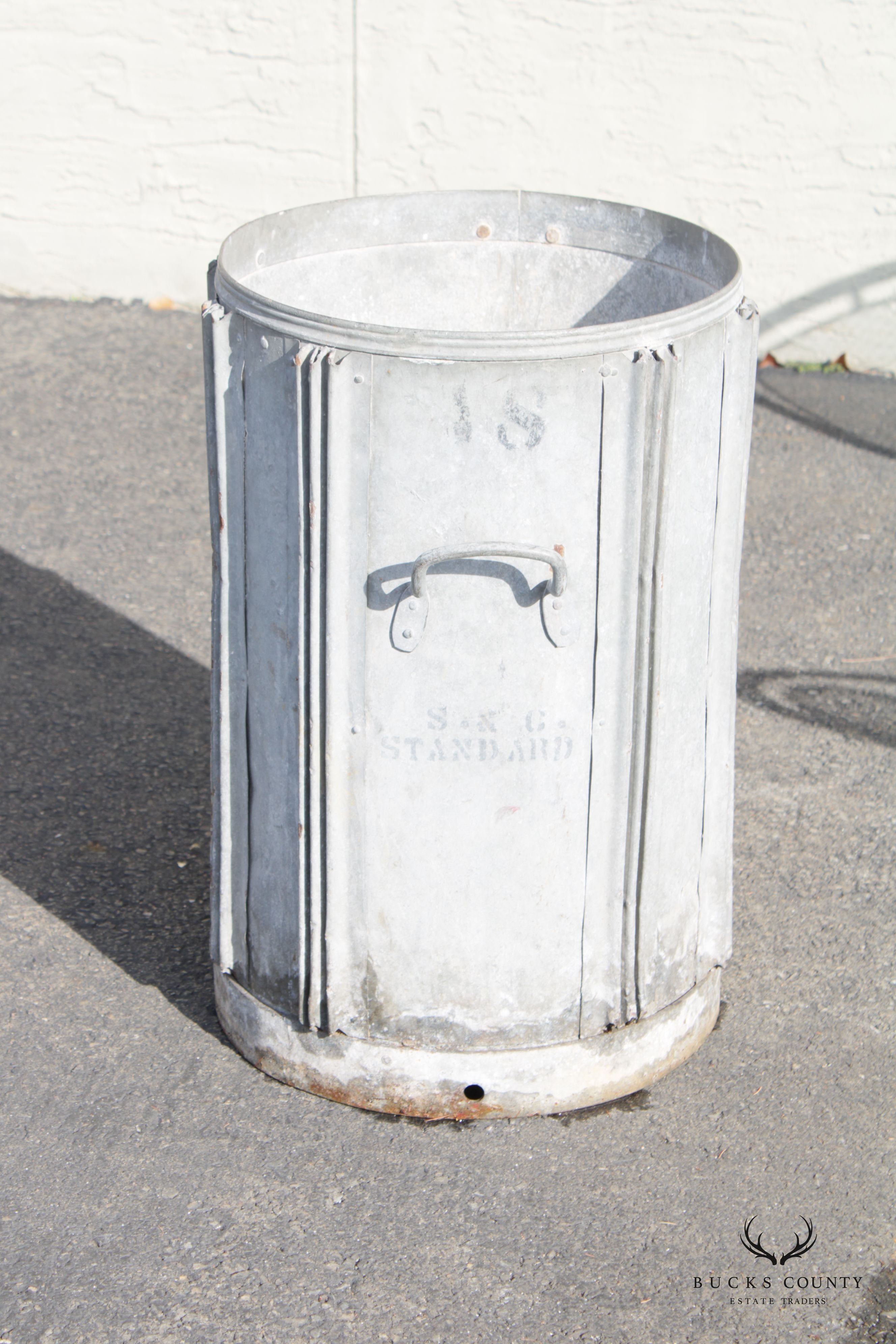 Vintage Steel Trash Can or Hot Coal Bin