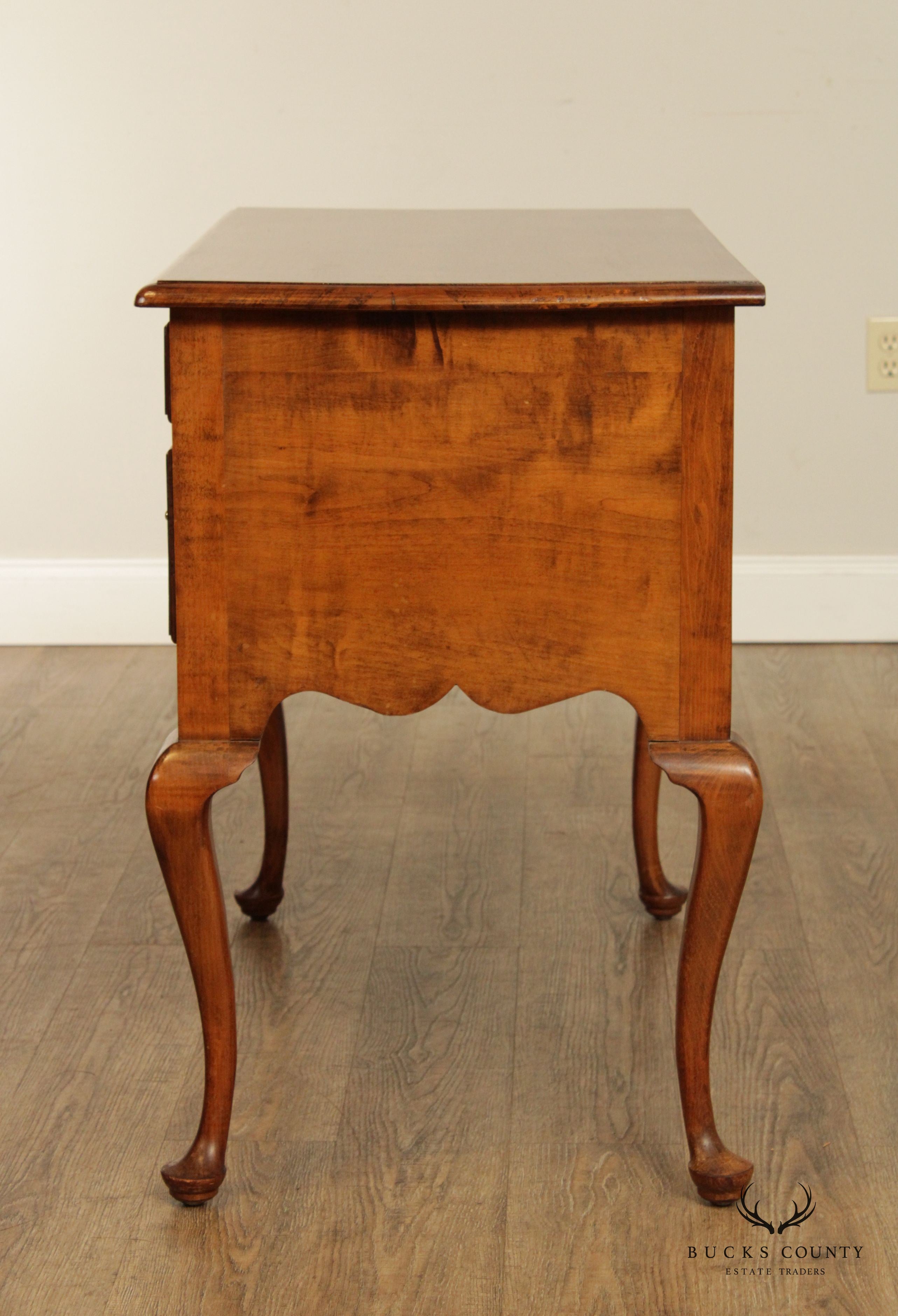 Hand Crafted Queen Anne Style Tiger Maple Lowboy