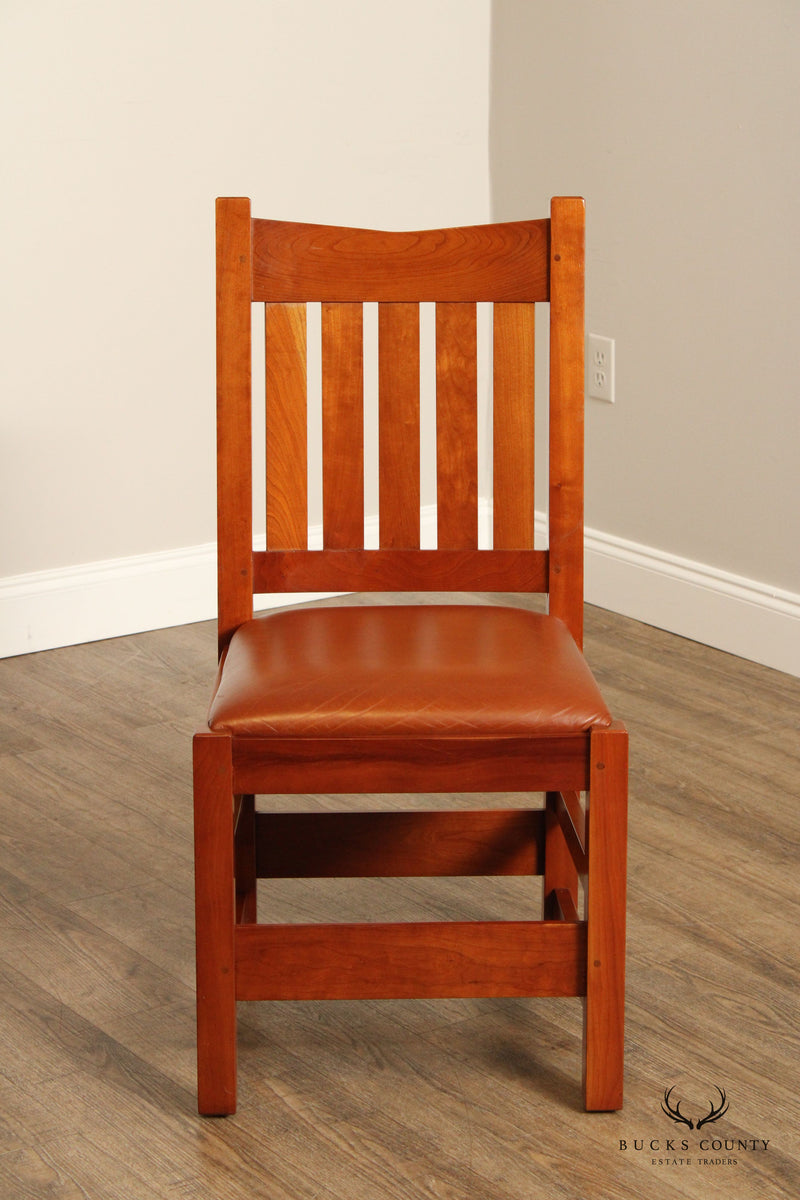 Stickley Mission Collection Set of Six Cherry V-Back Dining Chairs