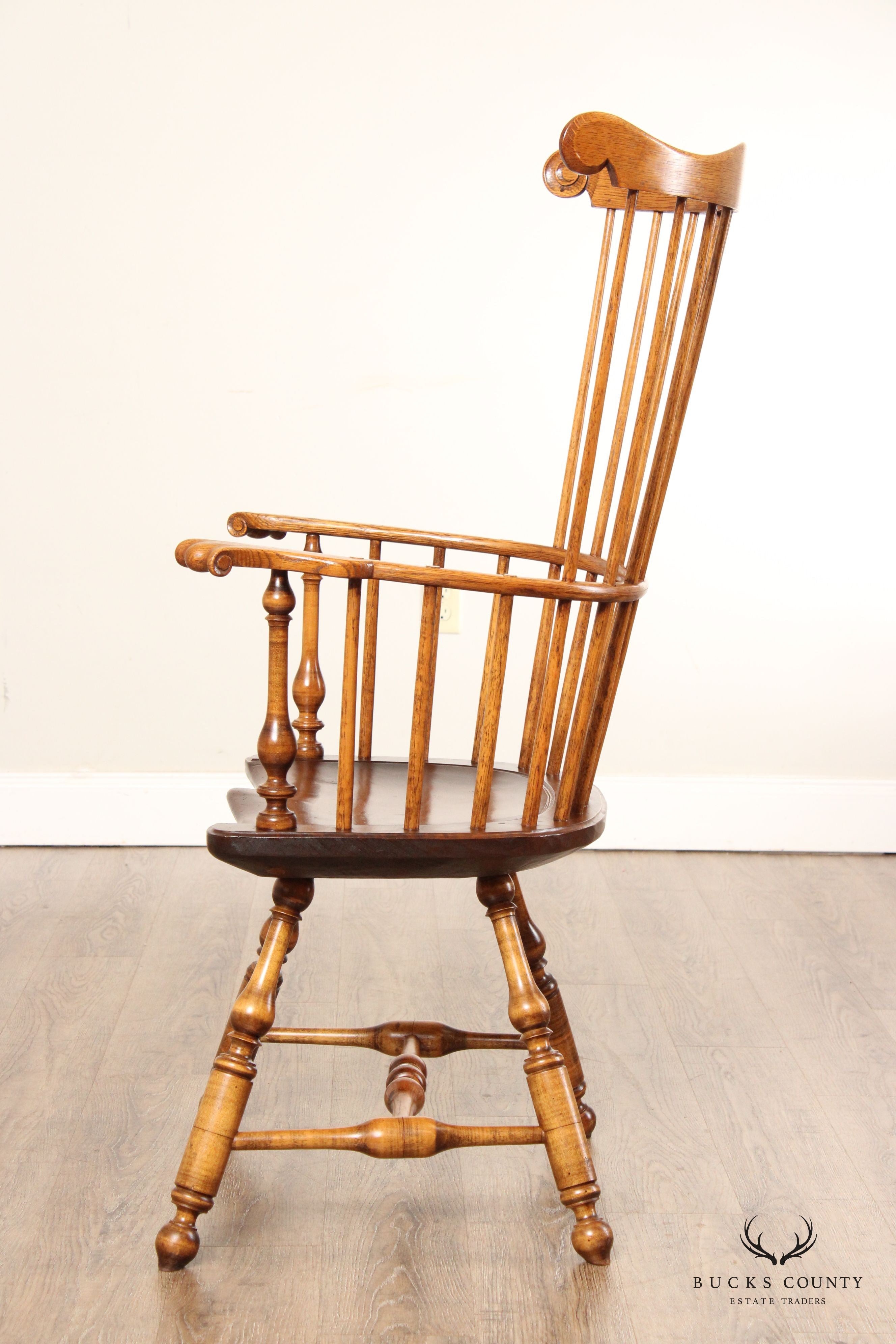 New England Oak and Maple Comb Back Windsor Armchair