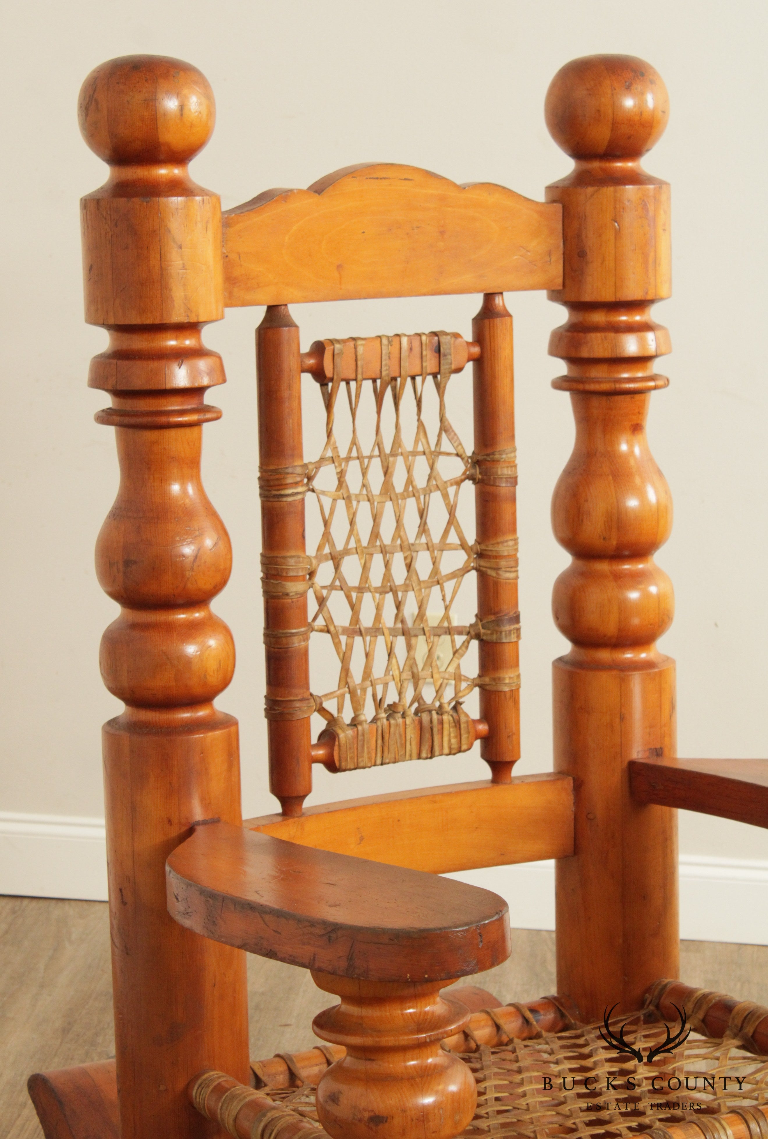 Antique Rustic Adirondack Style Large Pine Rocker