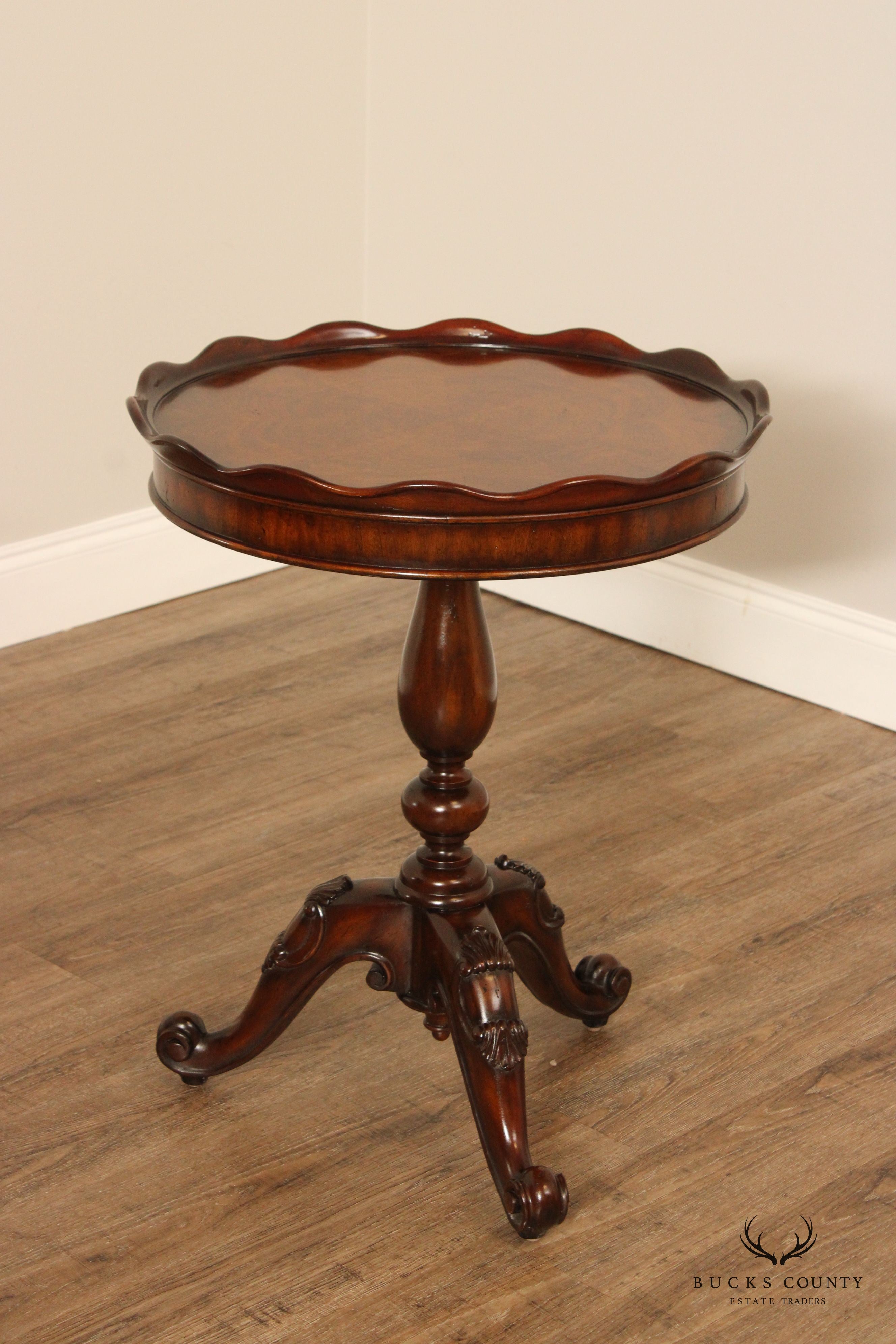 Maitland Smith Mahogany Pie Crust Top Side Table Table