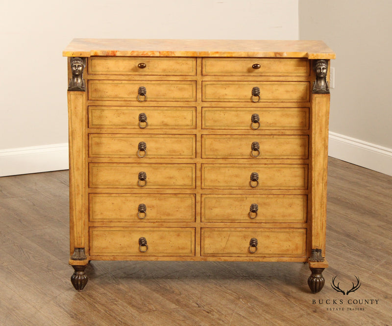Egyptian Revival Leather Wrapped Chest Of Drawers By Kreiss