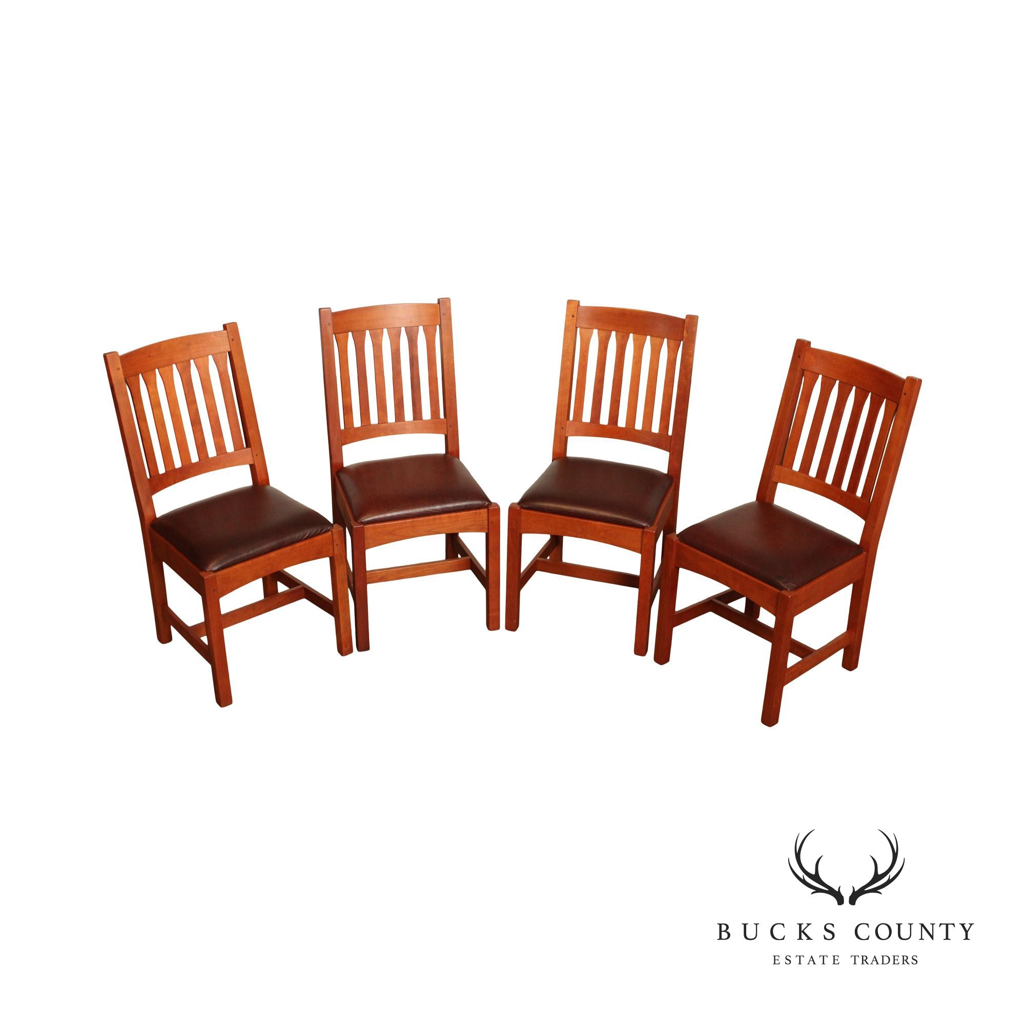 Stickley Mission Collection Set of Four Cherry Cottage Dining Chairs