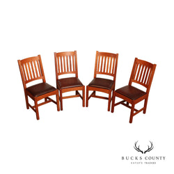 Stickley Mission Collection Set of Four Cherry Cottage Dining Chairs