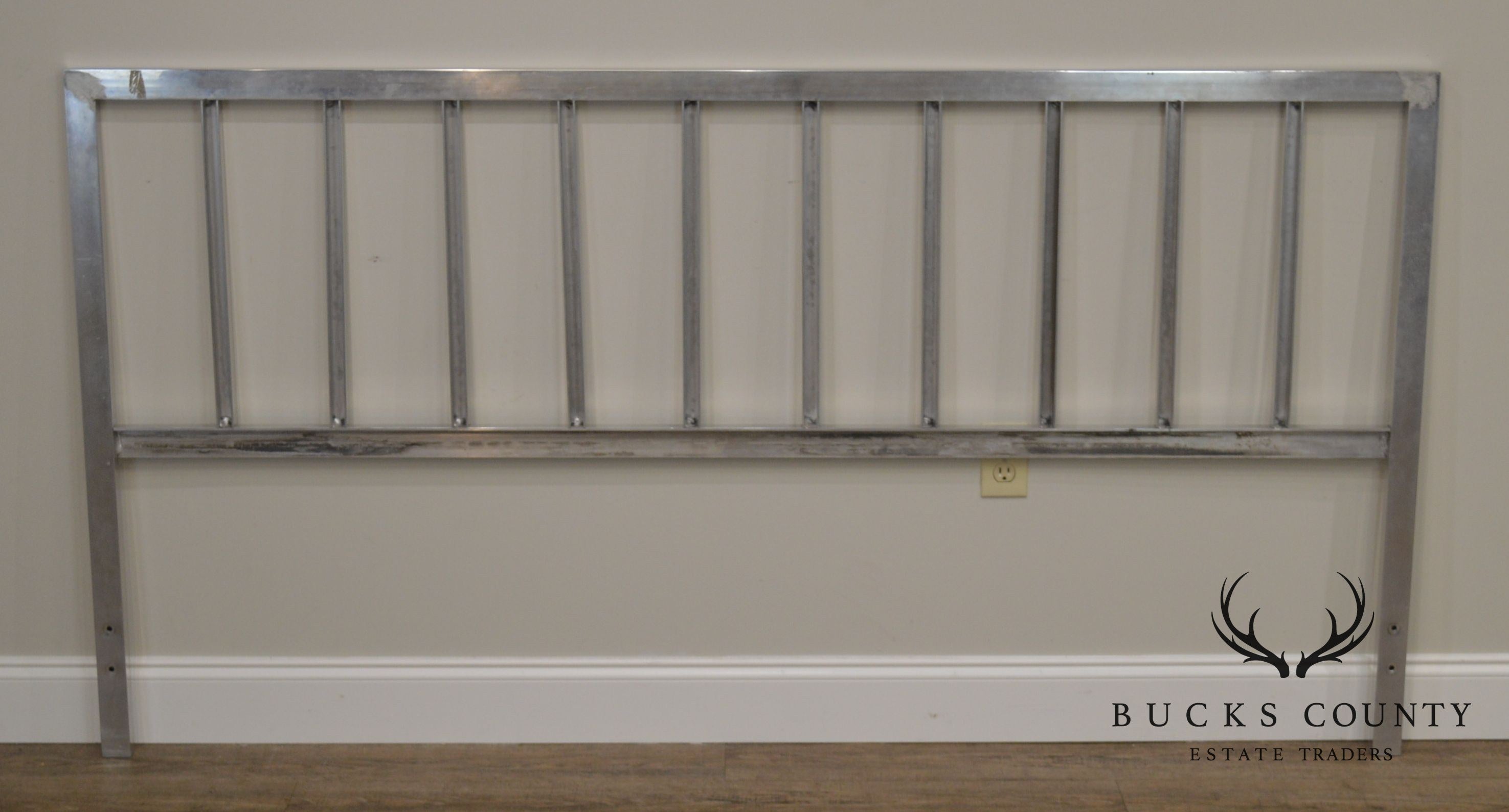 Mid Century Modern Polished Aluminum King Headboard