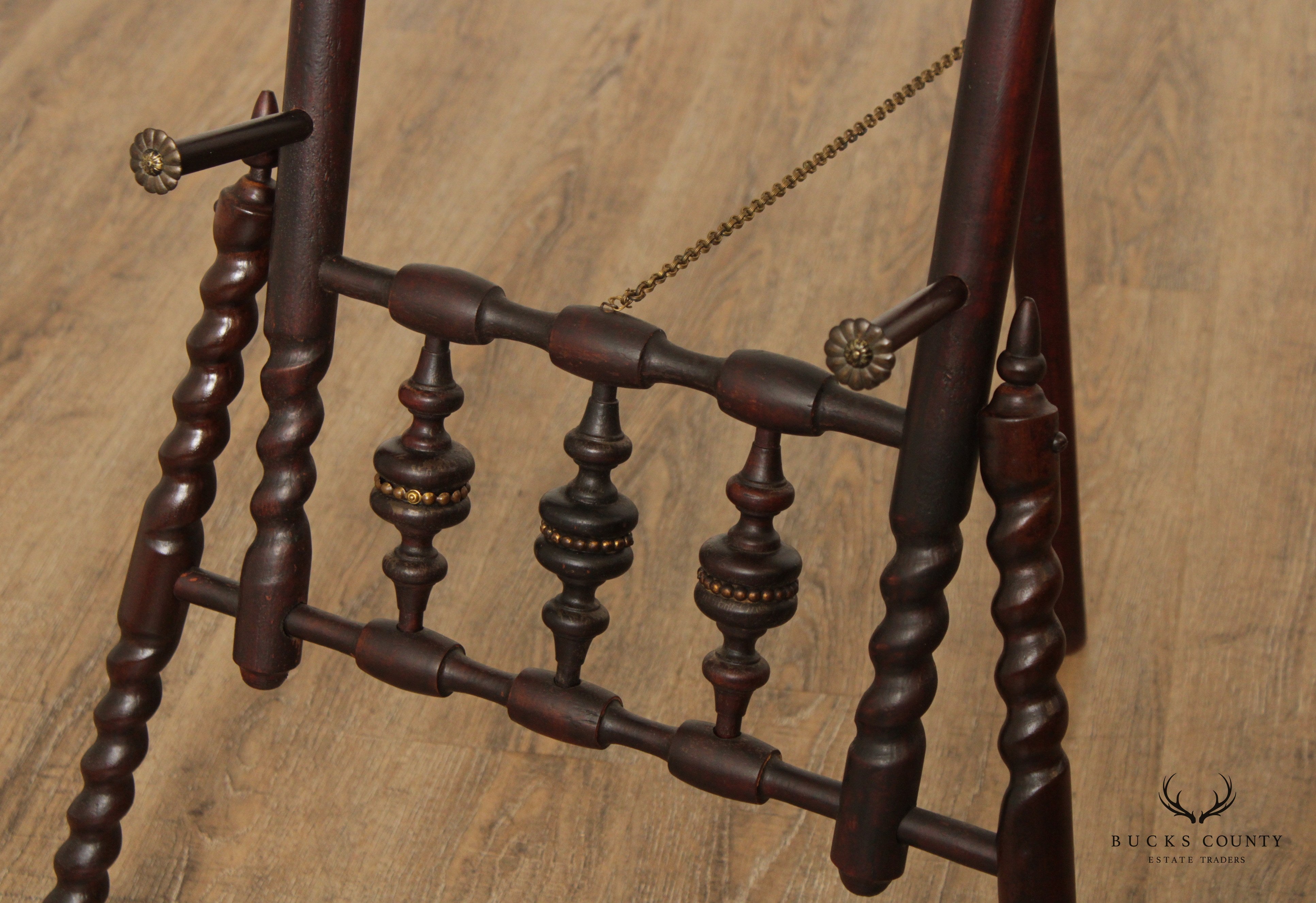 Antique Victorian Carved Stick and Ball Display Easel