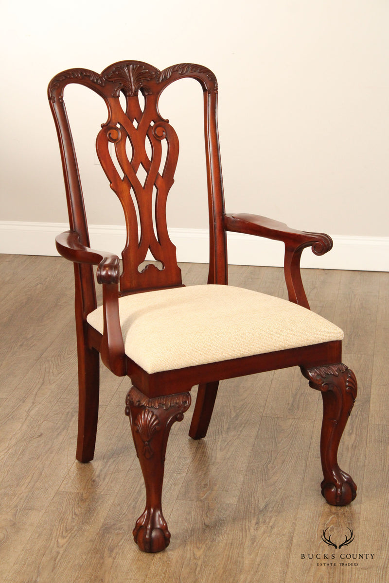 Maitland Smith Chippendale Style Set Of 10 Carved Mahogany Dining Chairs