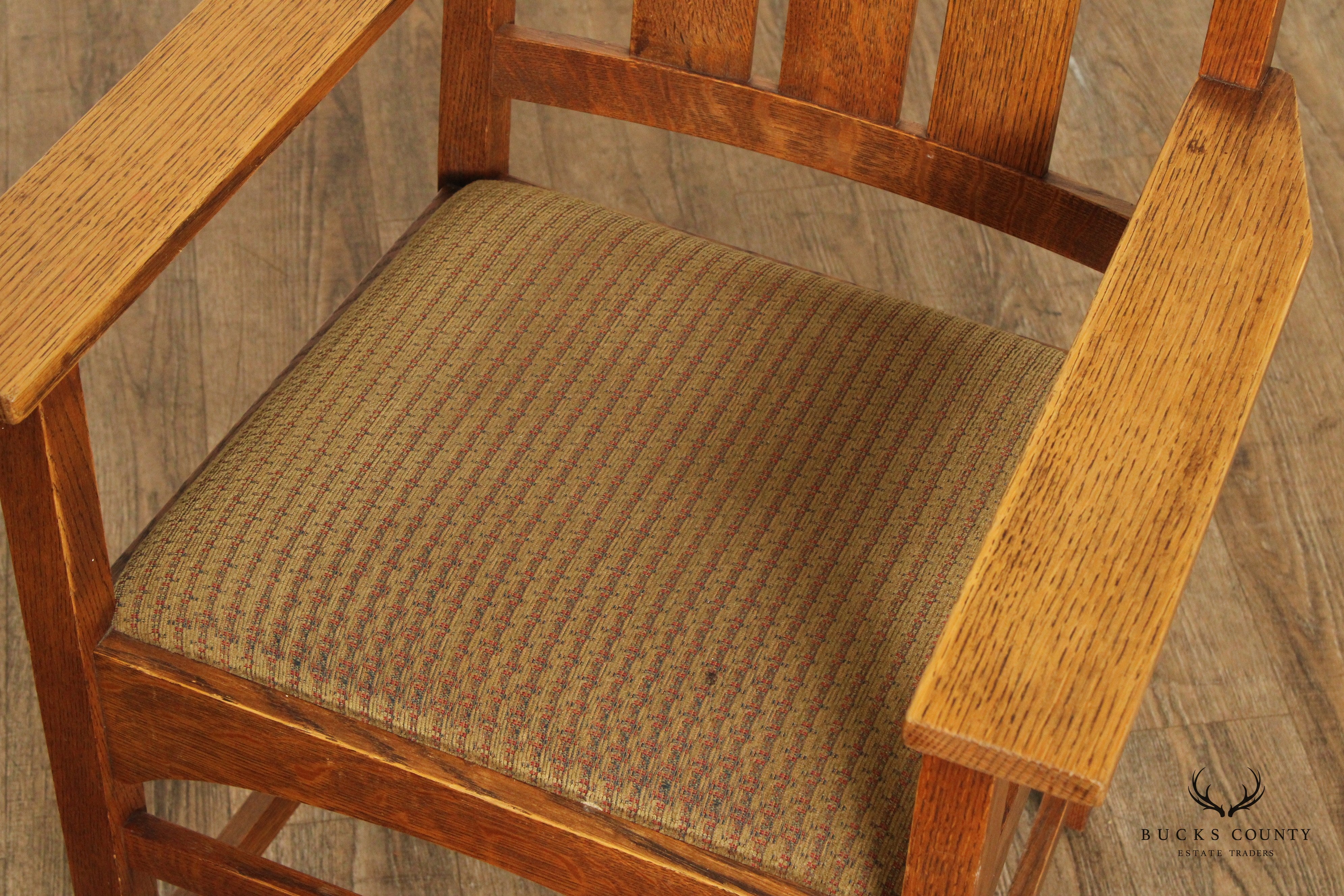 Stickley Mission Collection Harvey Ellis Pair of Oak Arm Chairs