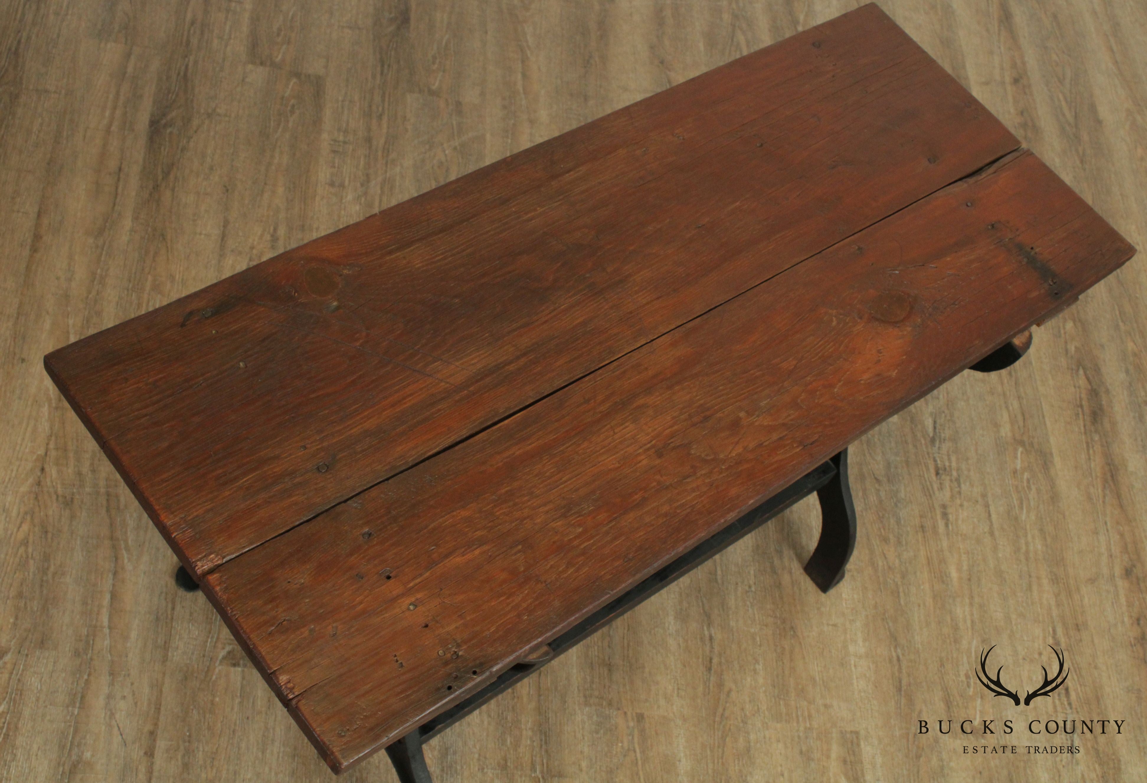 Rustic Custom Crafted Wood And Iron Table